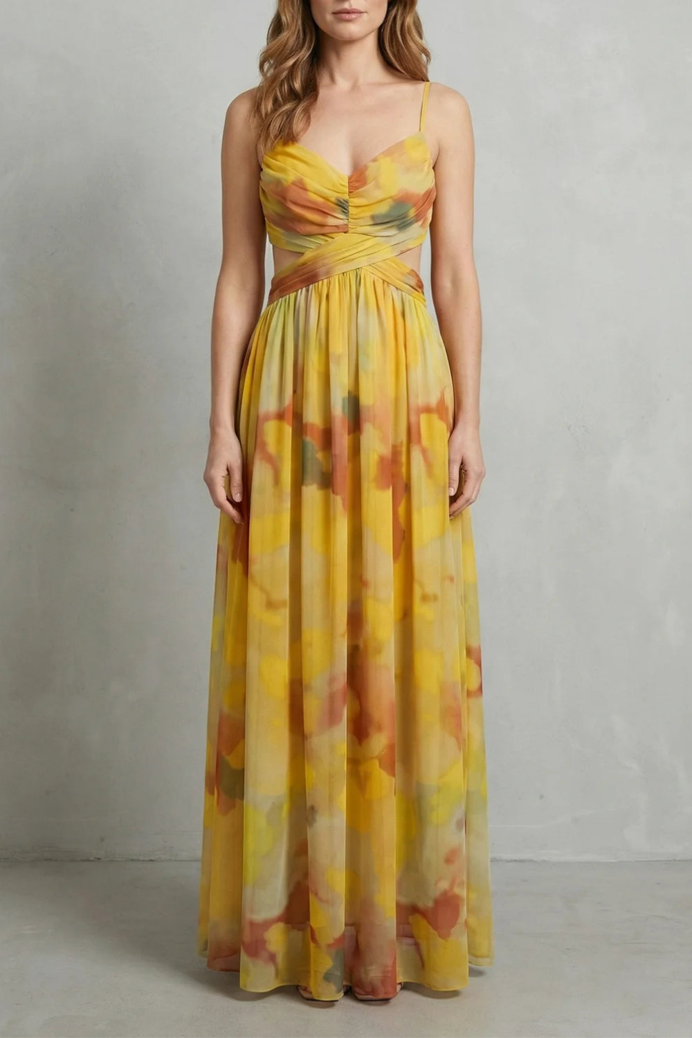 Aurellia – Romance aquarela – Vestido longo sem manga