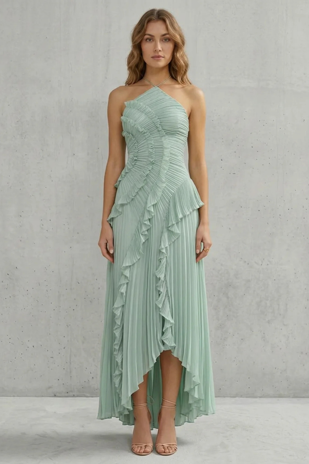 Lavirea – Pregas esculturais – Vestido midi ombro único