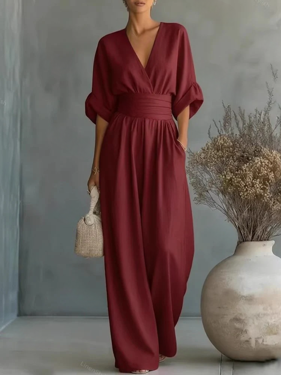 Sofia™ — Macacão Decote V de Elegância Sem Esforço