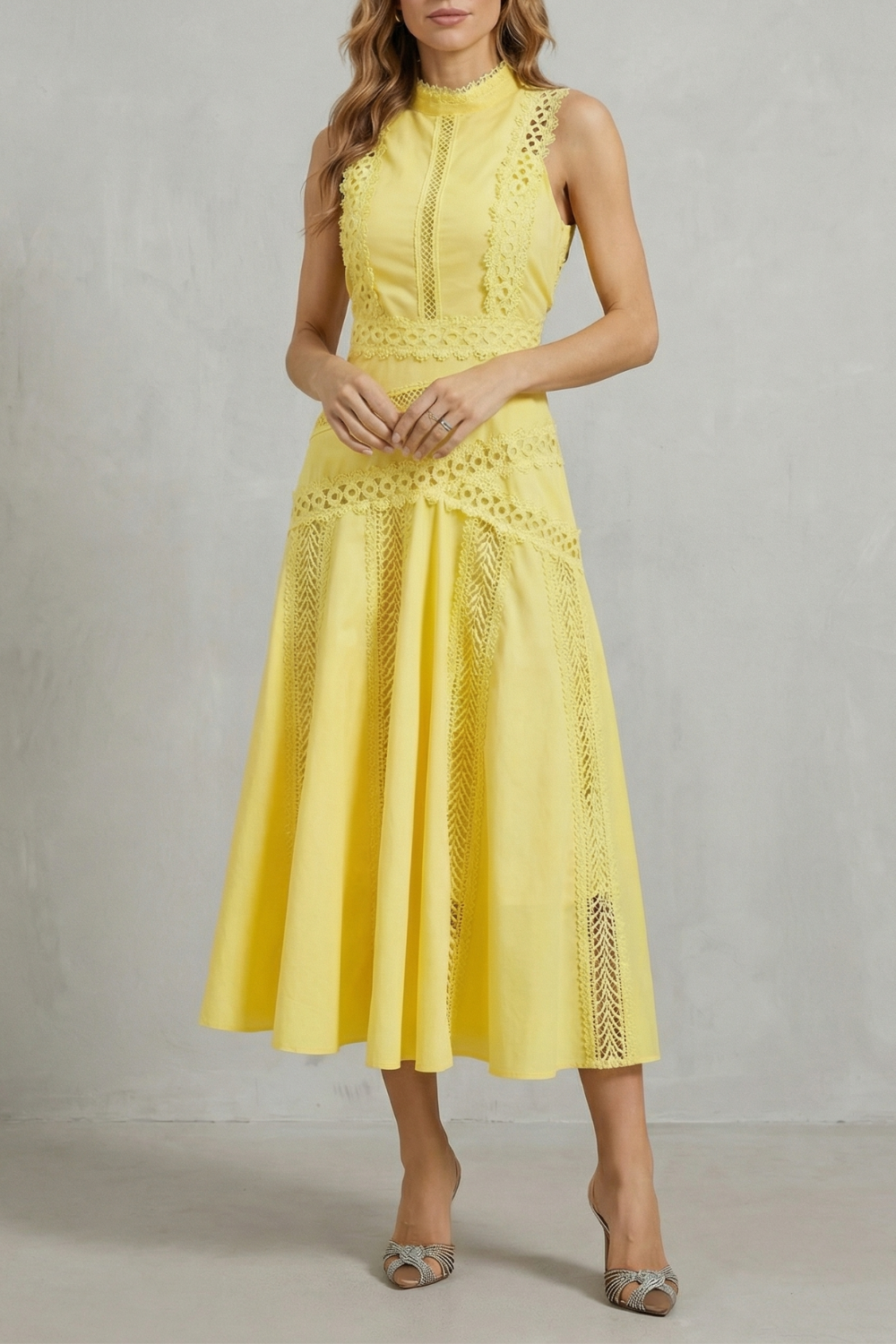 Gracia – Painéis de renda delicados – Vestido midi elegante