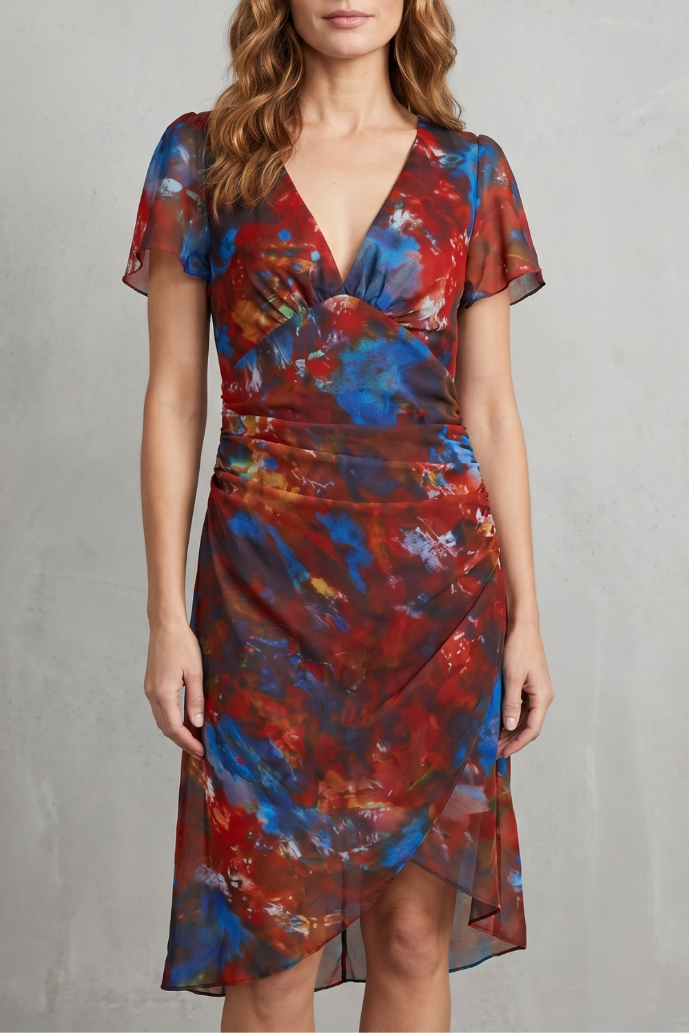 Velmora – Charme boho abstrato – Vestido midi