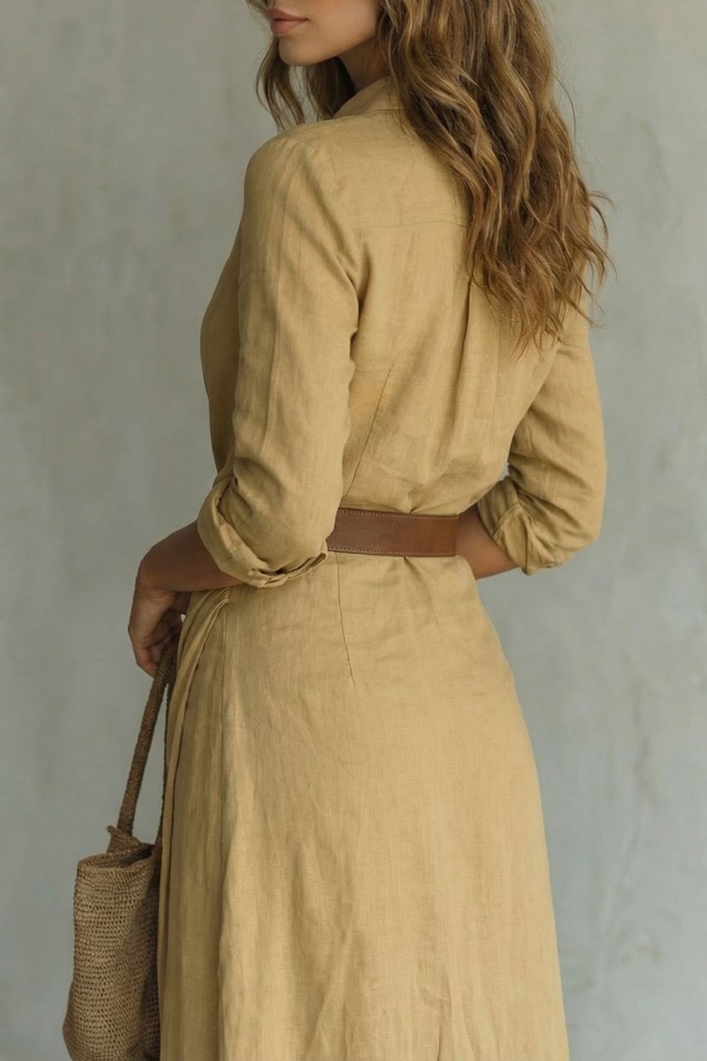 Azura – Vestido transpassado com botões – Vestido longo com cinto