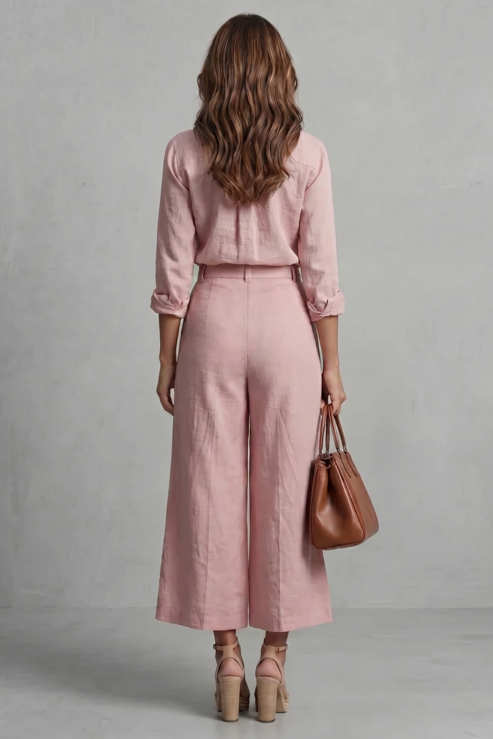 Elavine – Acabamento em linho suave – Conjunto coordenado pantalona