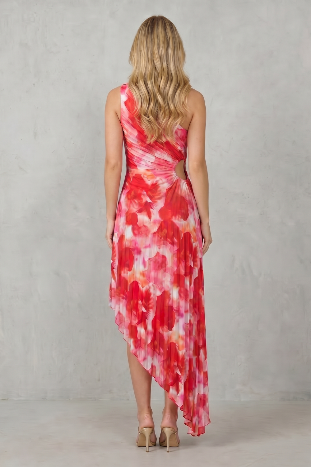 Juniper – Floral marcante – Vestido Longo Estampado com Um Ombro Só Feminino