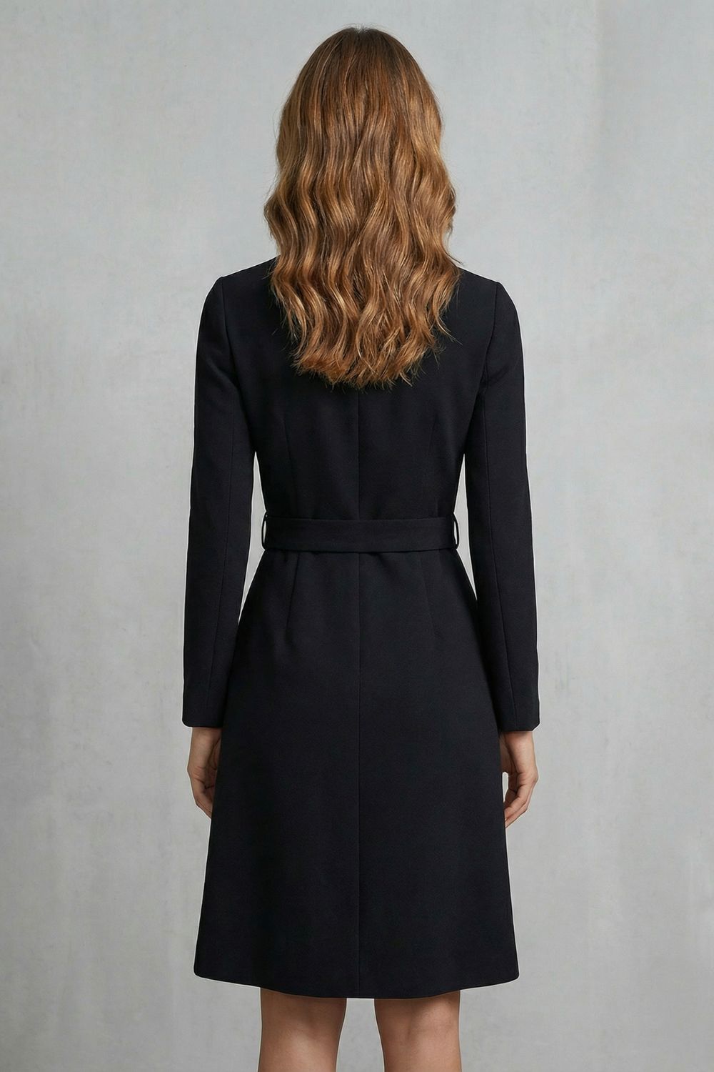 Nivara – Cintura cinto assimétrica – Vestido midi linha A