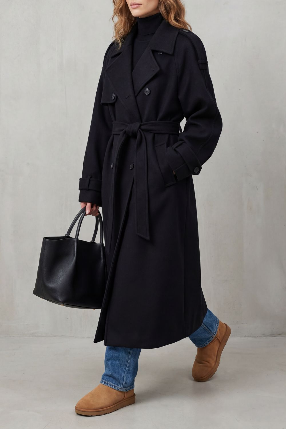 Noirvaine – Silhueta ampla – Trench coat de lã