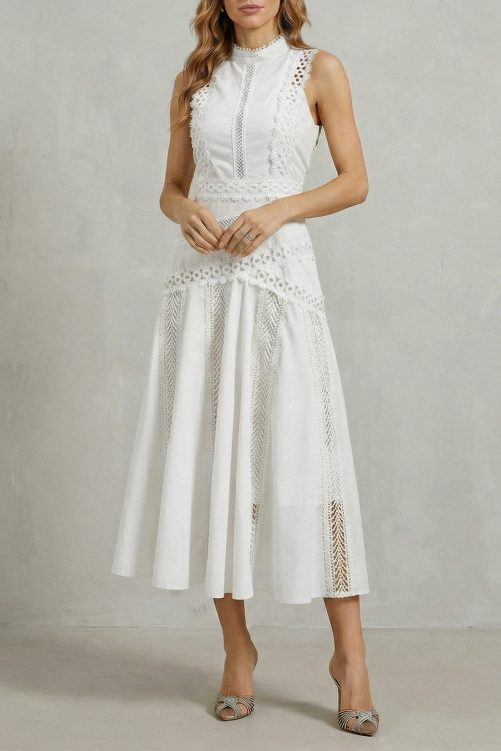 Gracia – Painéis de renda delicados – Vestido midi elegante