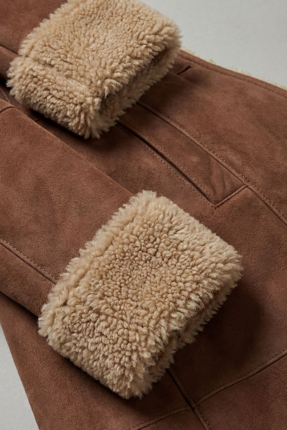 Selvion – Silhueta com forro shearling – Casaco longo de inverno