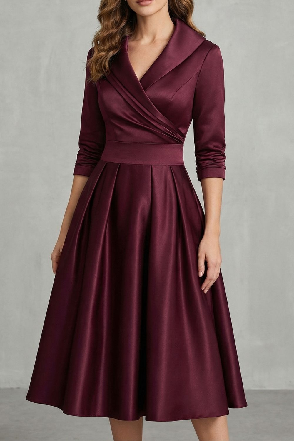 Élodianne – Elegância com gola drapeada – Vestido midi