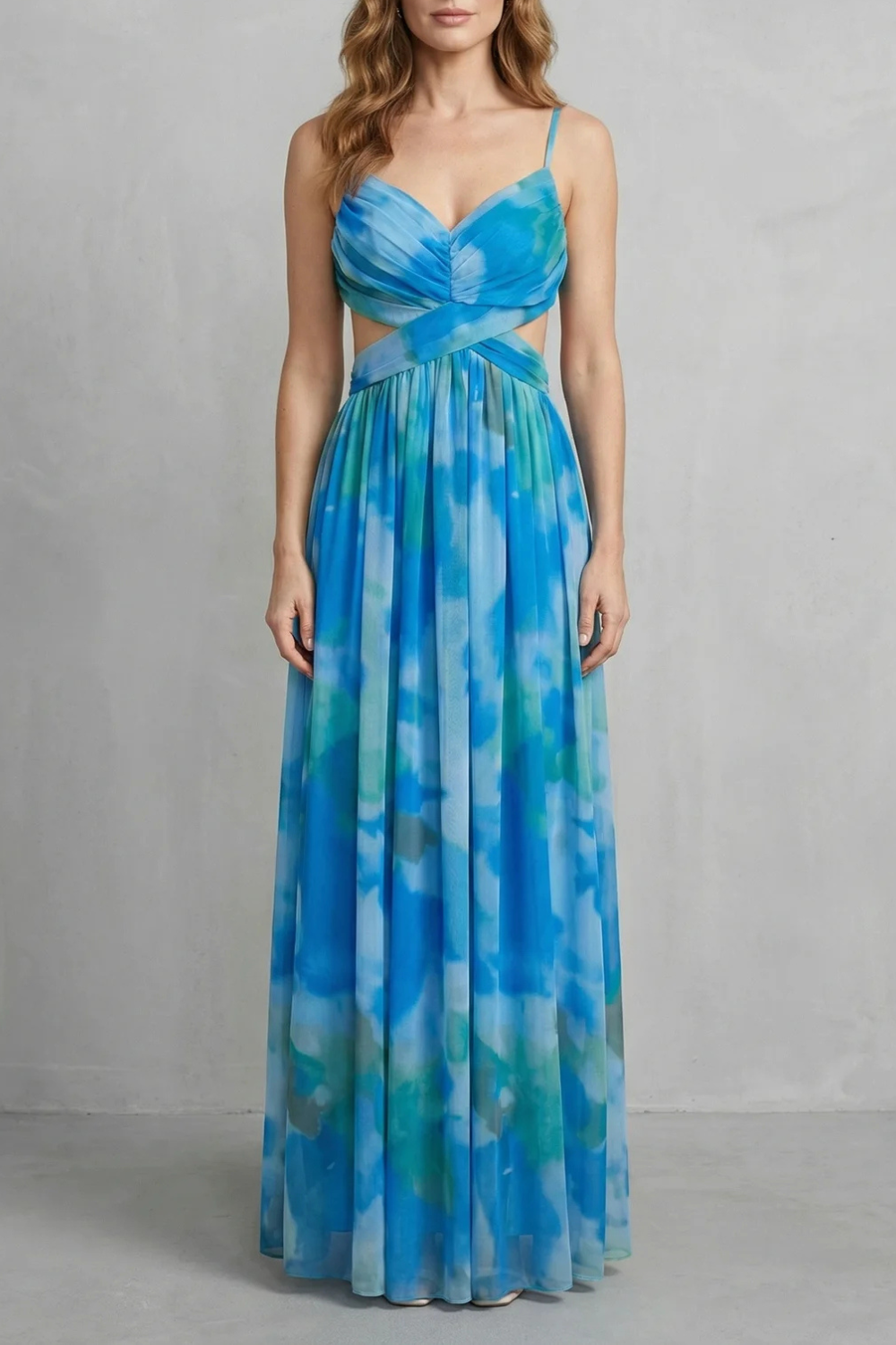 Aurellia – Romance aquarela – Vestido longo sem manga