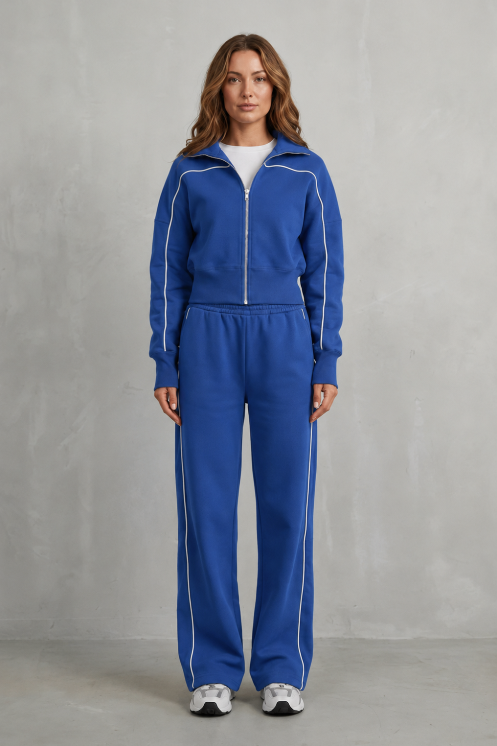 Savina – Conjunto Urbano de Jaqueta com Zíper e Vivos e Calça Pantalona
