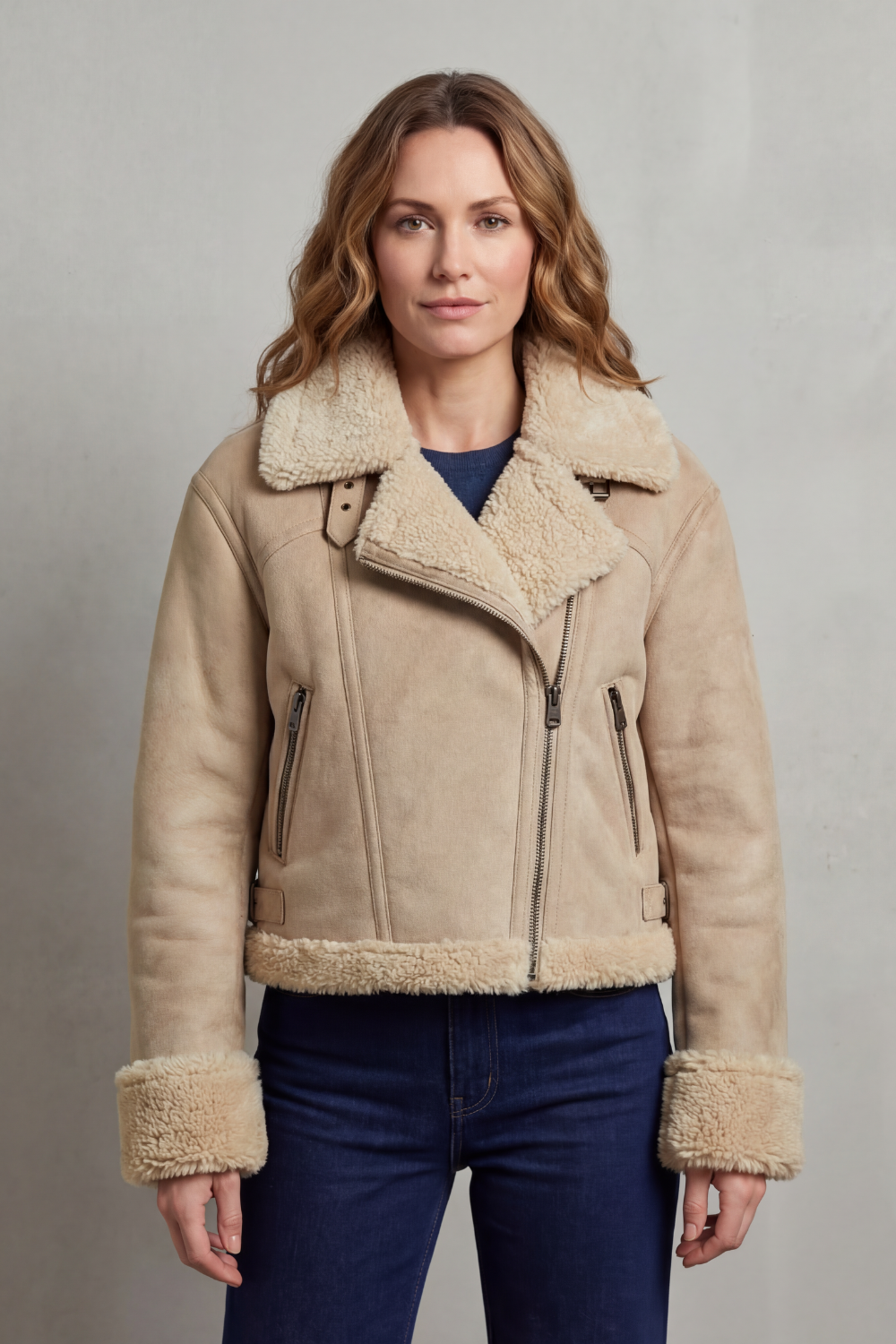Albinette – Fleece dupla face – Jaqueta aviador cropped