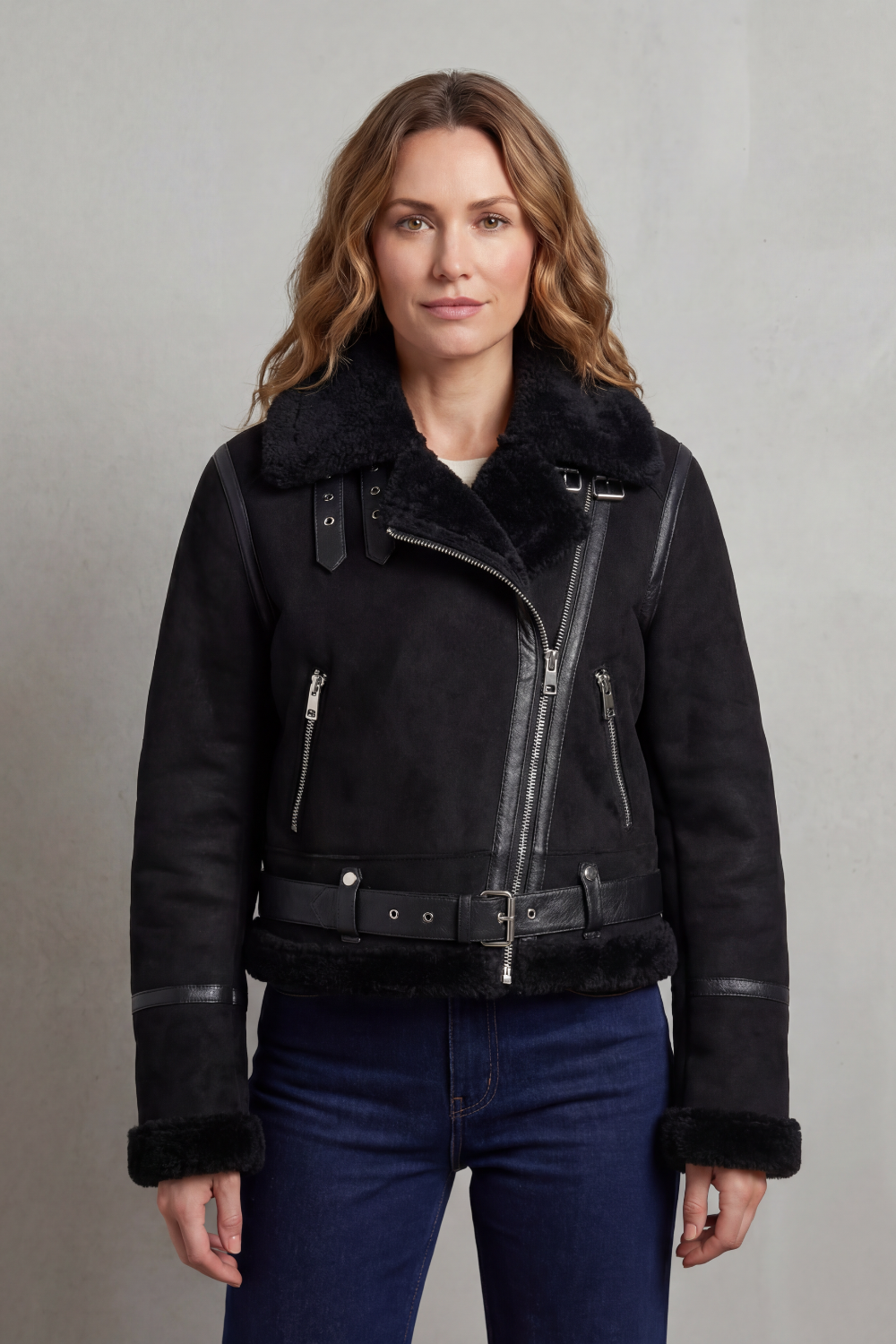 Albinette – Fleece dupla face – Jaqueta aviador cropped