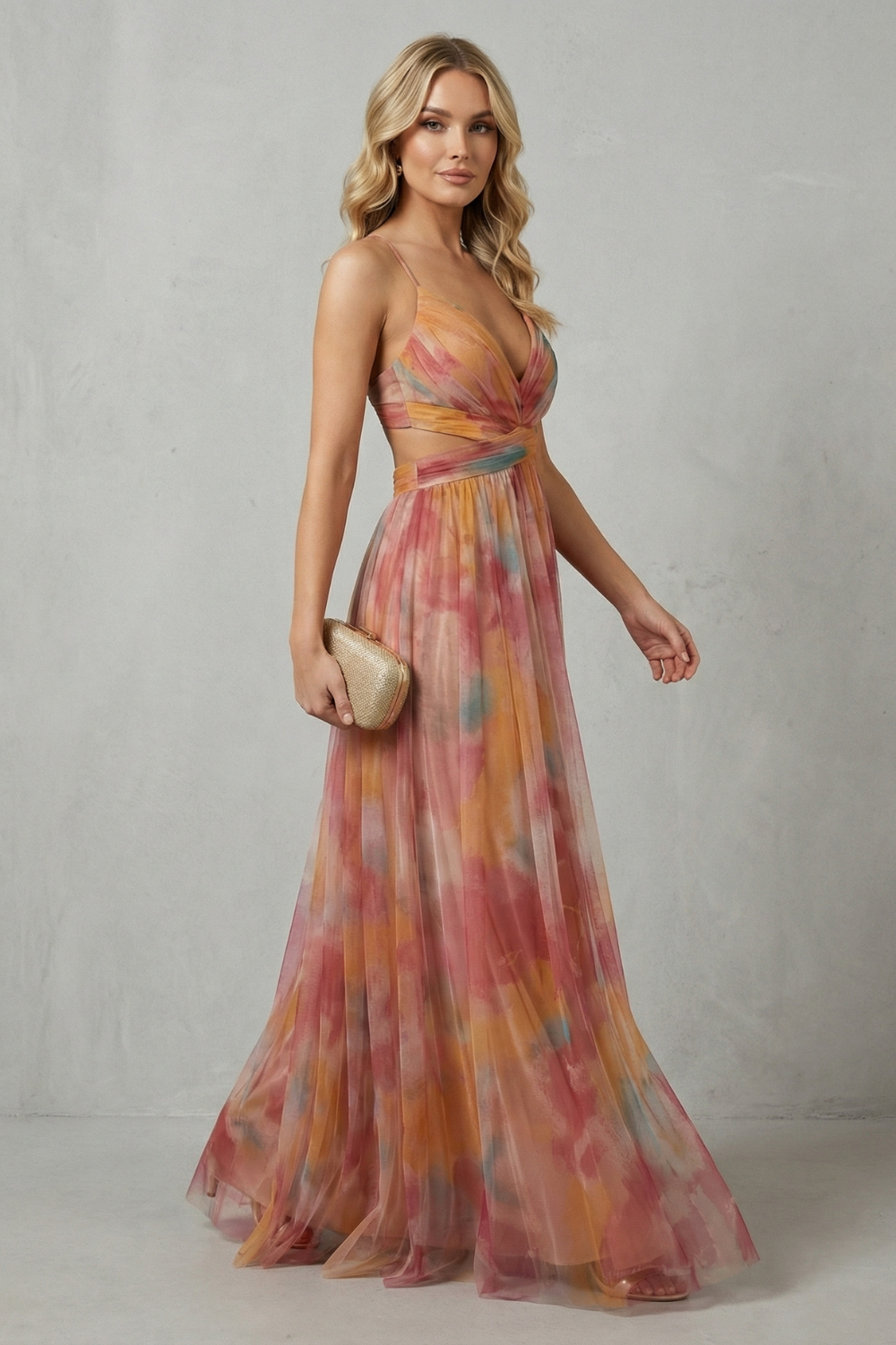 Aurellia – Romance aquarela – Vestido longo sem manga
