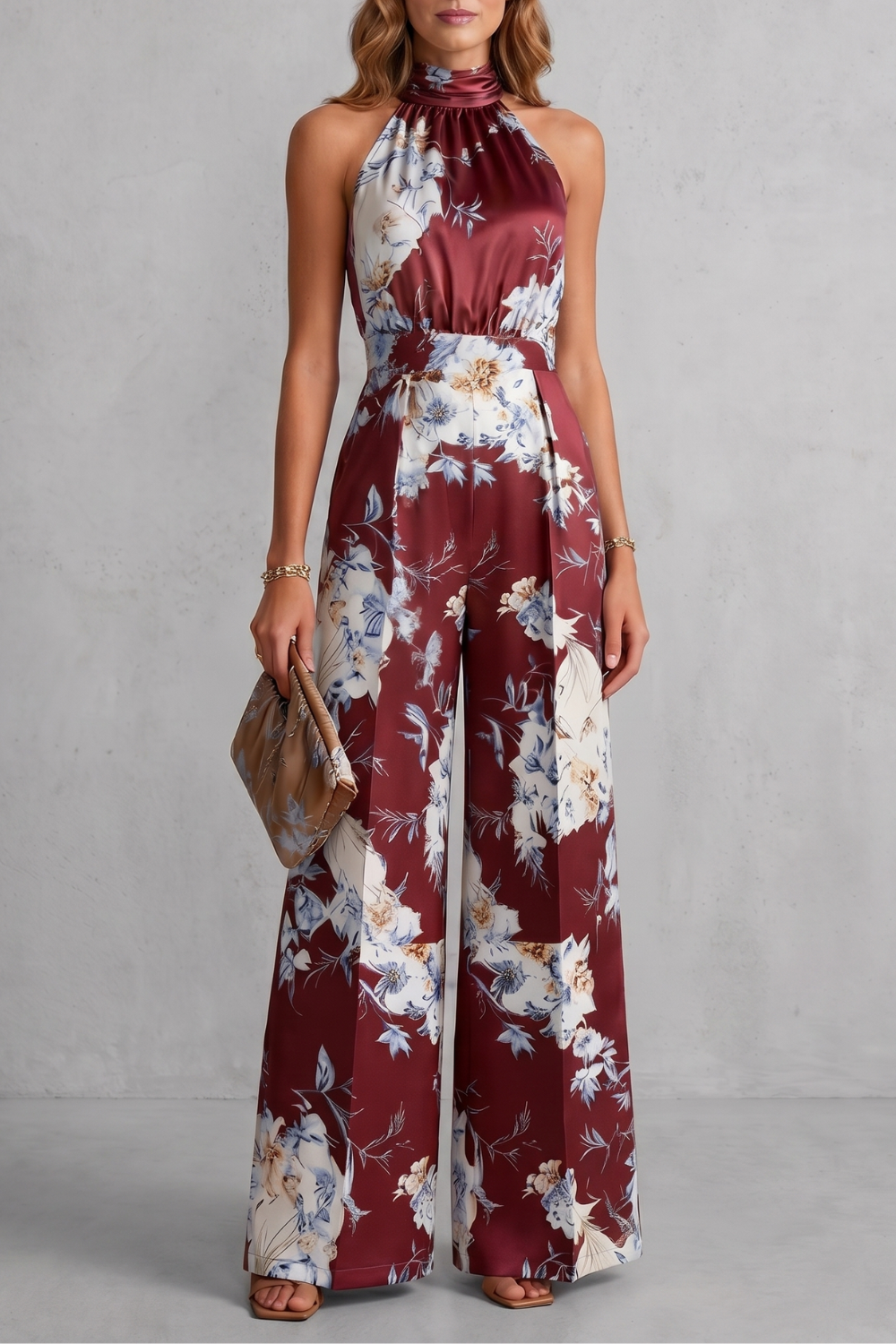 Aurelline – Estampa floral romântica – Macacão frente única