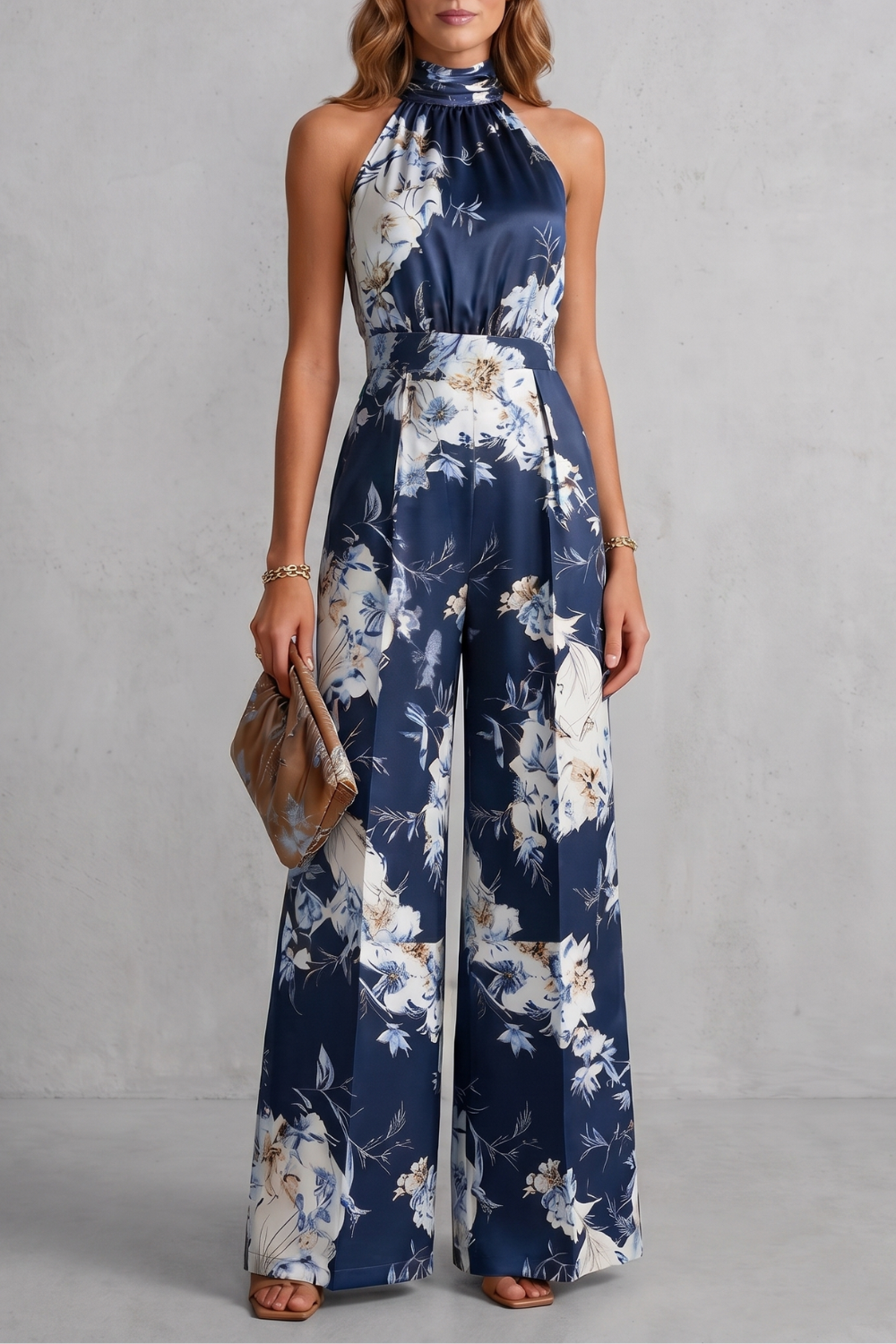 Aurelline – Estampa floral romântica – Macacão frente única