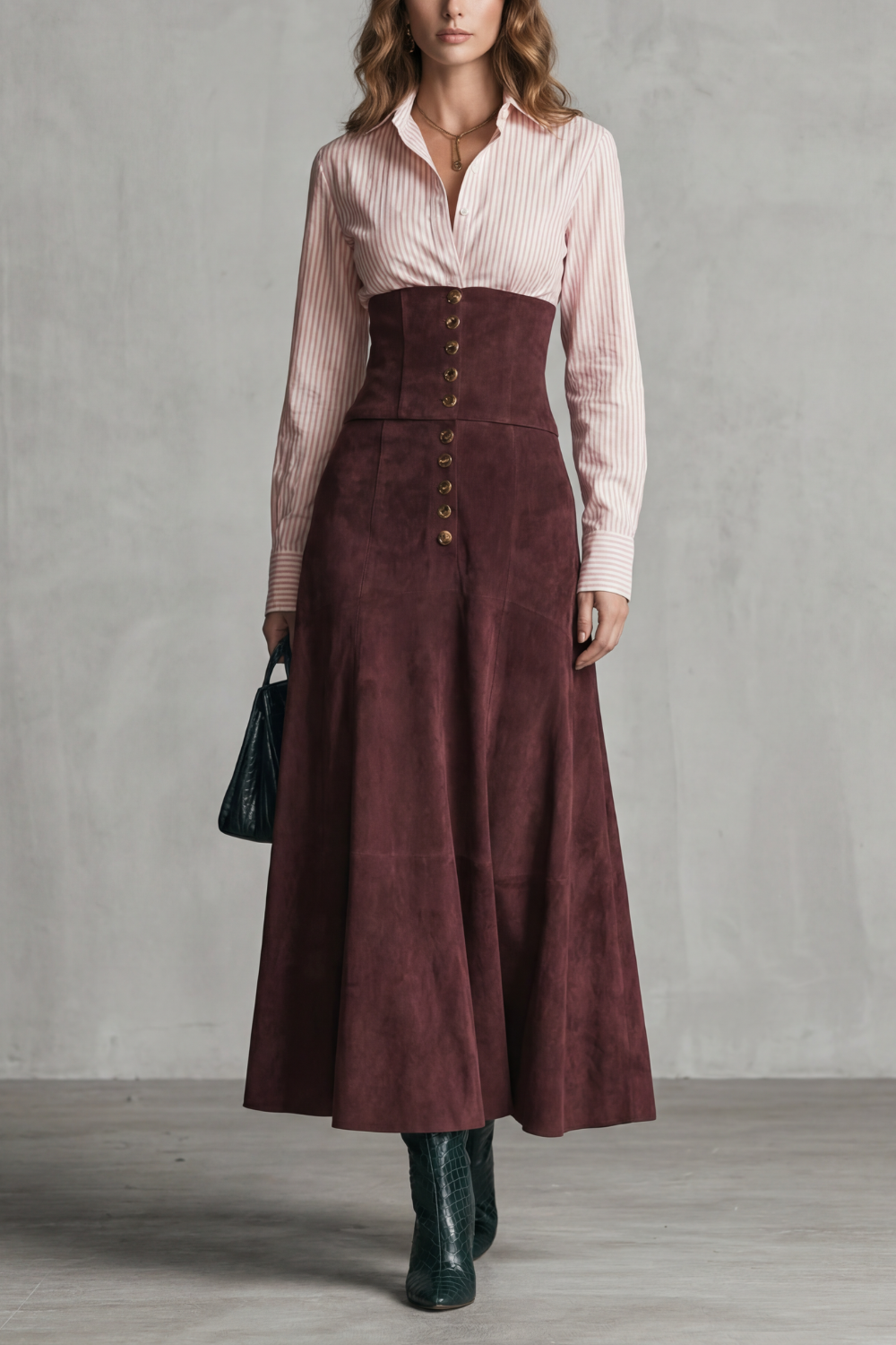 Avelinne – Silhueta com cintura corset – Vestido longo