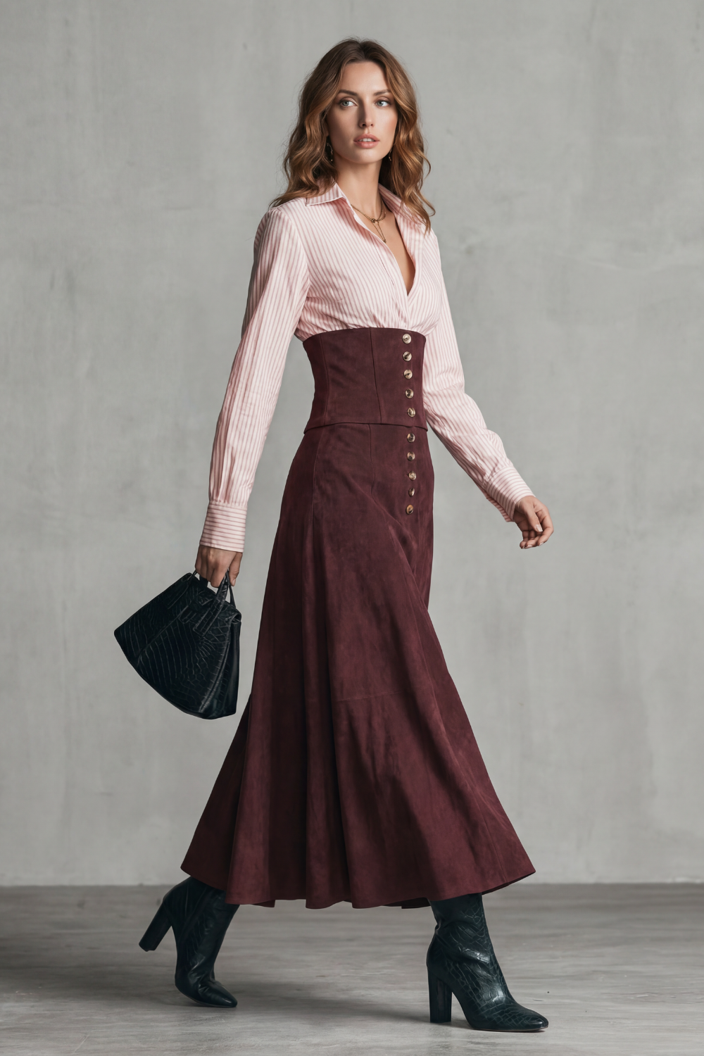Avelinne – Silhueta com cintura corset – Vestido longo