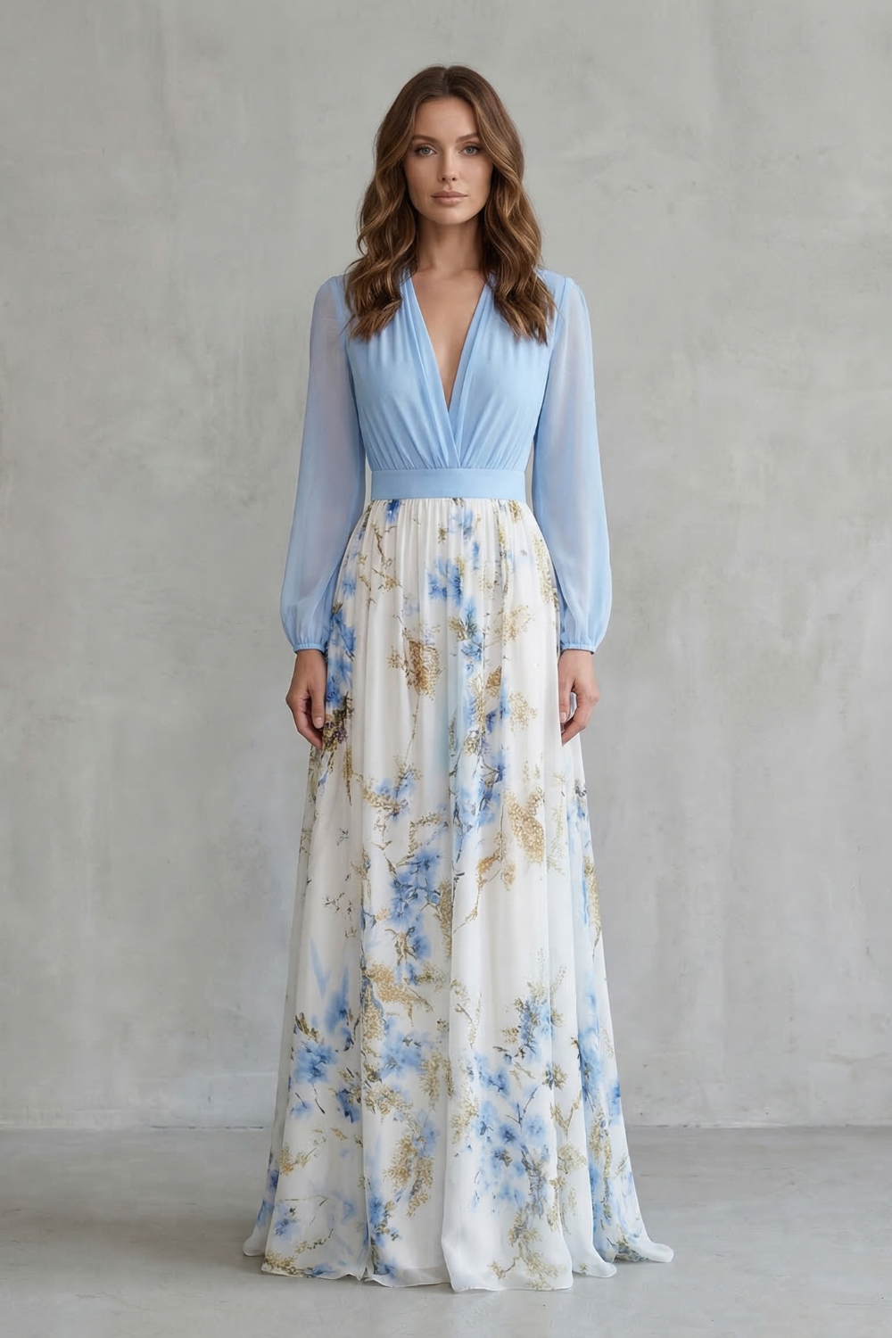 Avelisse – Fluidez romântica – Vestido longo floral