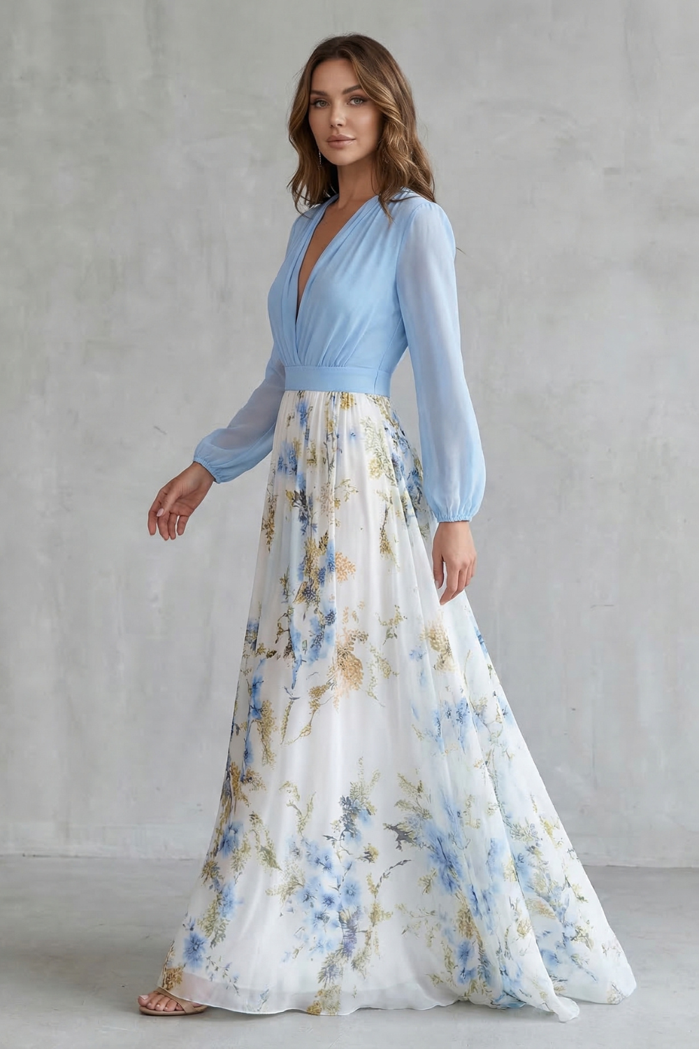 Avelisse – Fluidez romântica – Vestido longo floral
