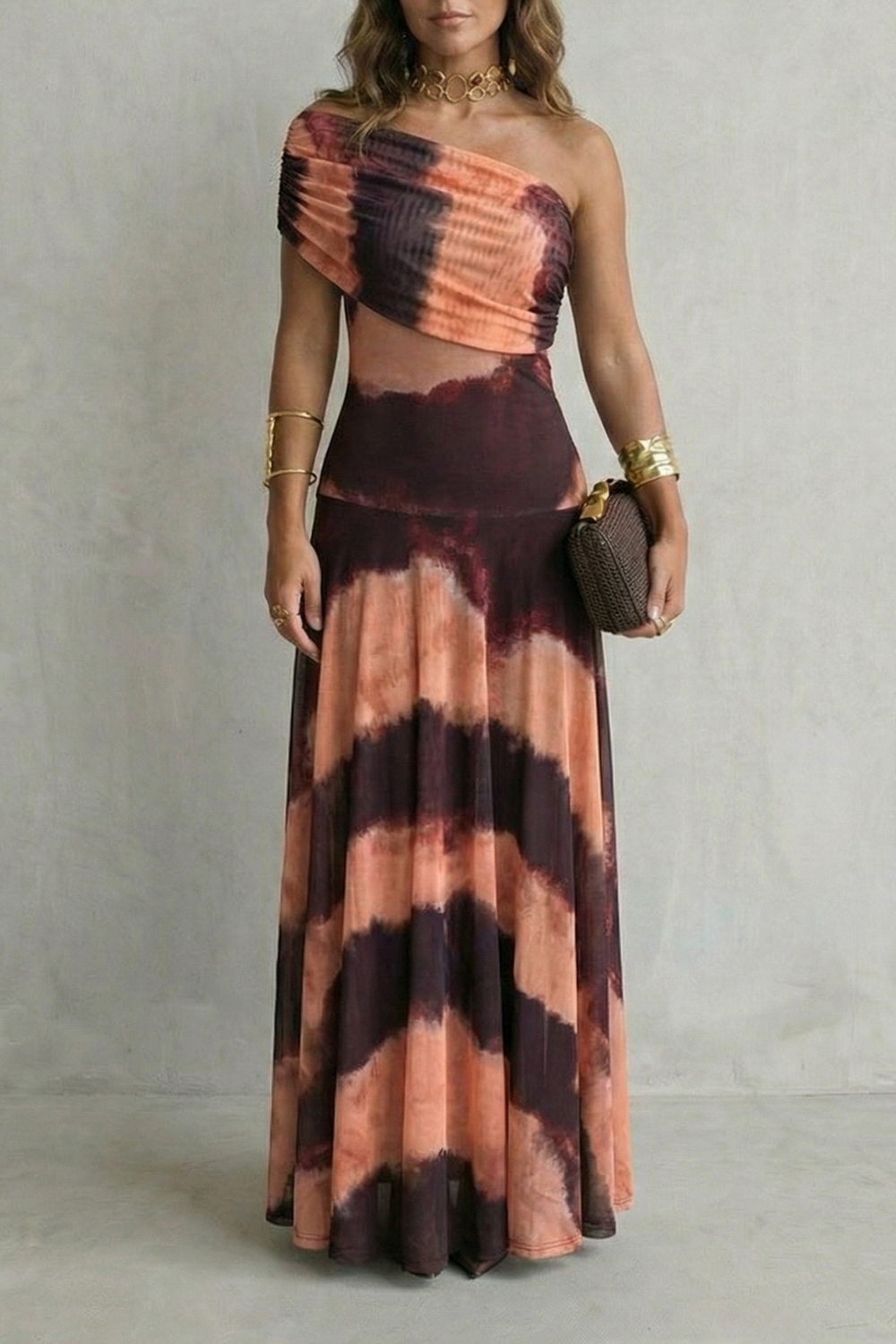 Bellamare – Decote drapeado elegante – Vestido longo ombro único