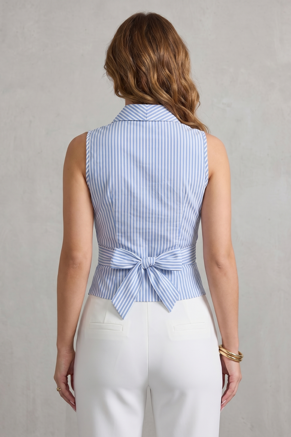 Bellavere – Silhueta transpassada listrada – Blusa sem mangas