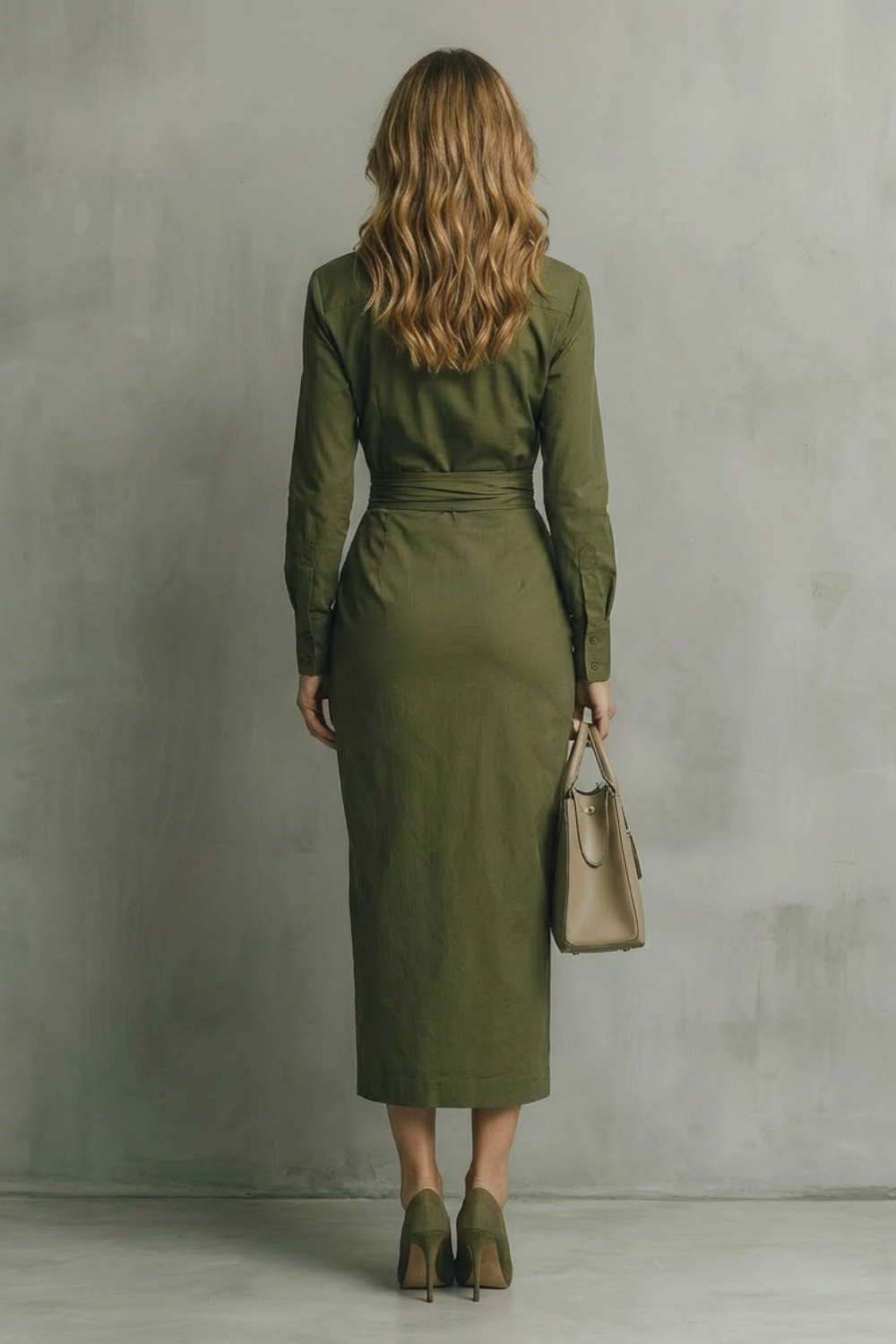 Camille – Vestido Chemise com Cintura Assimétrica – Elegância Alfaiatada para Outono & Inverno