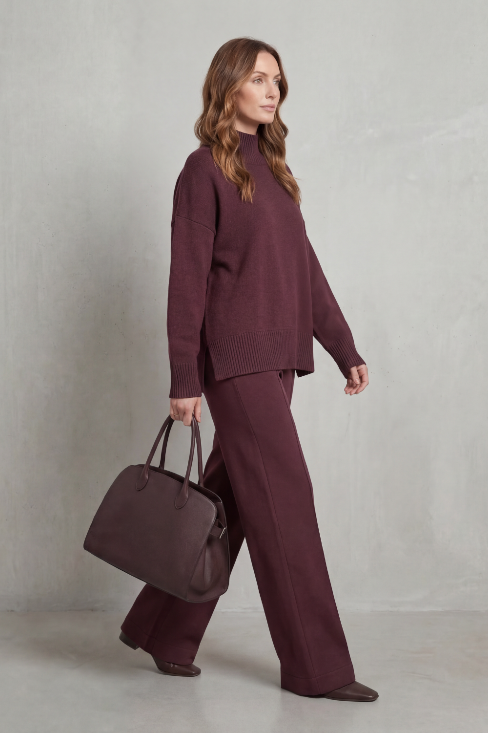 Casavella – Charme de gola dobrada – Conjunto de malha lounge