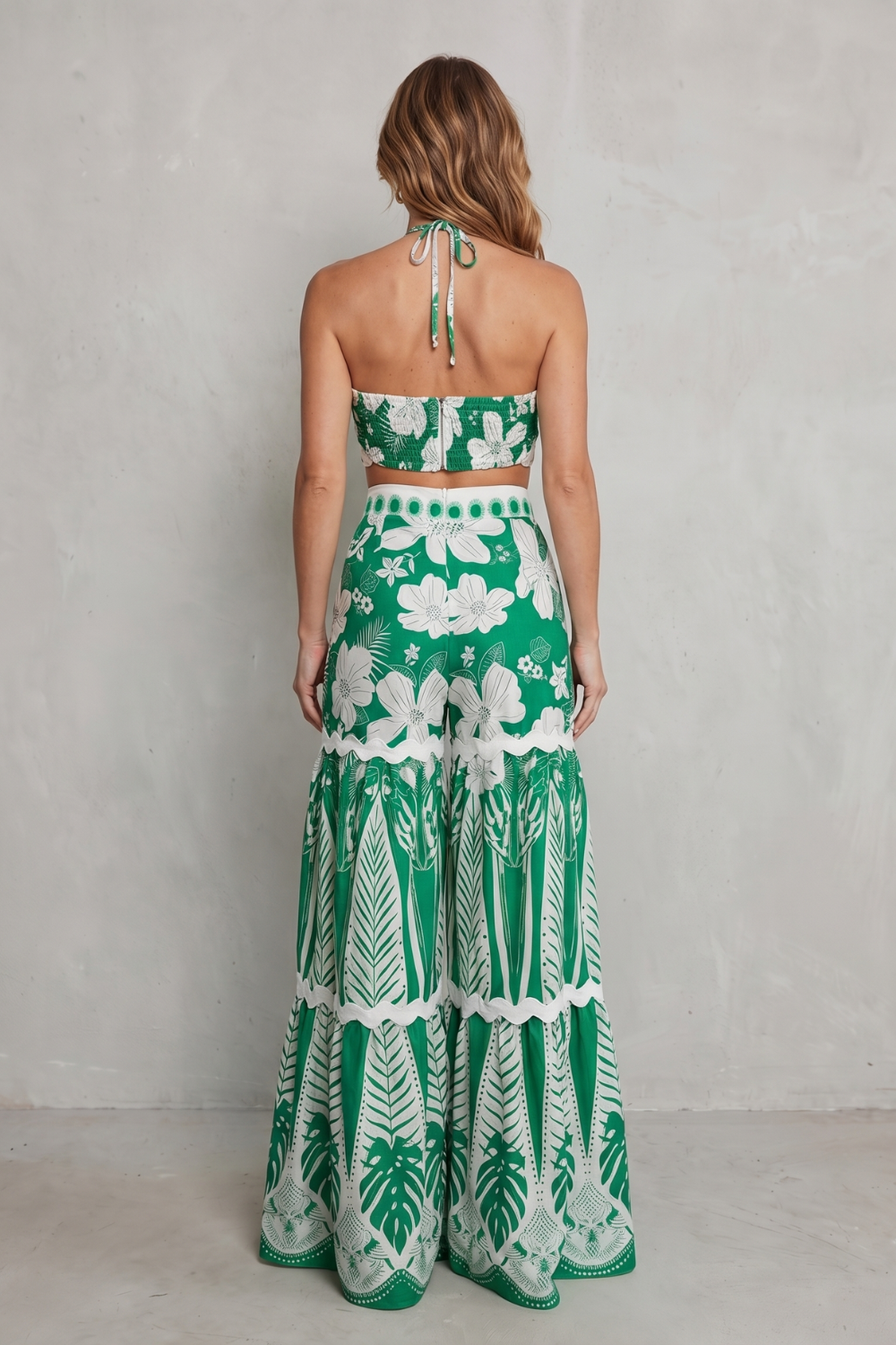Cassira – Charme estampado tropical – Conjunto de duas peças