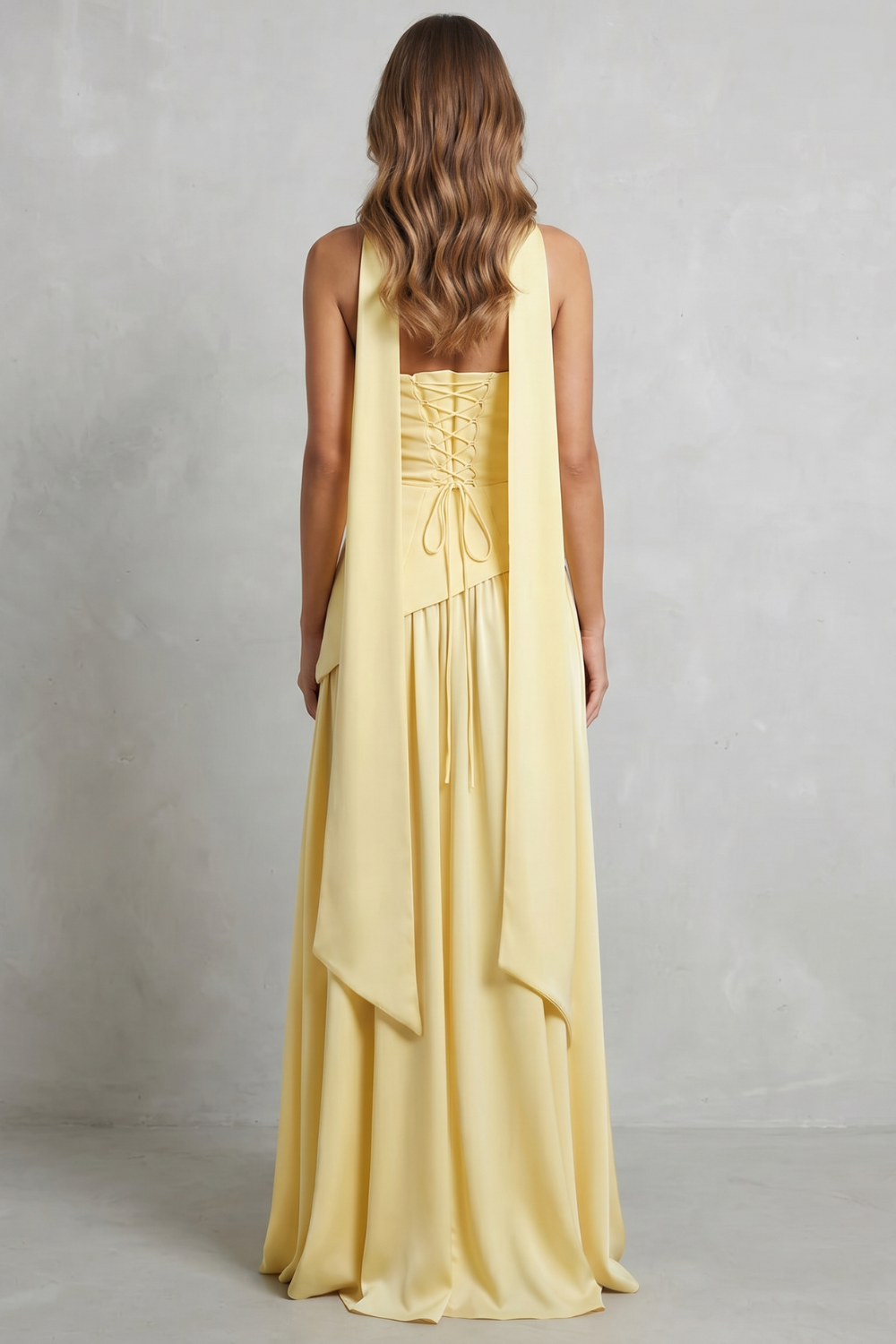 Celestara – Drapeado esculpido com fenda – Vestido longo tomara que caia