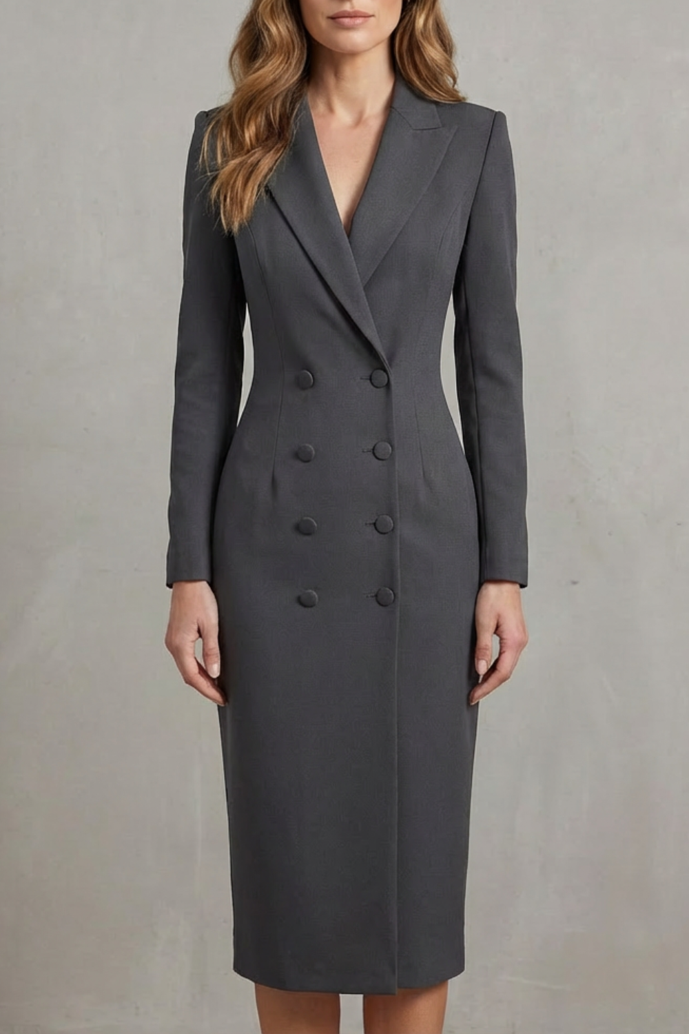 Celeste – Vestido Blazer Transpassado Duplo – Elegância Executiva para um Look de Poder