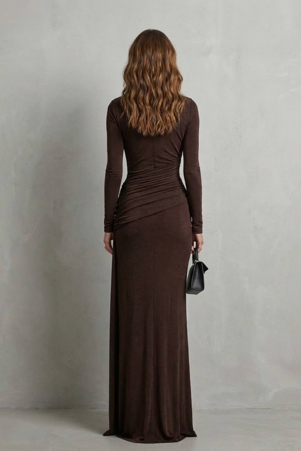 Celeste – Vestido Longo Drapeado com Pregas – Silhueta Elegante