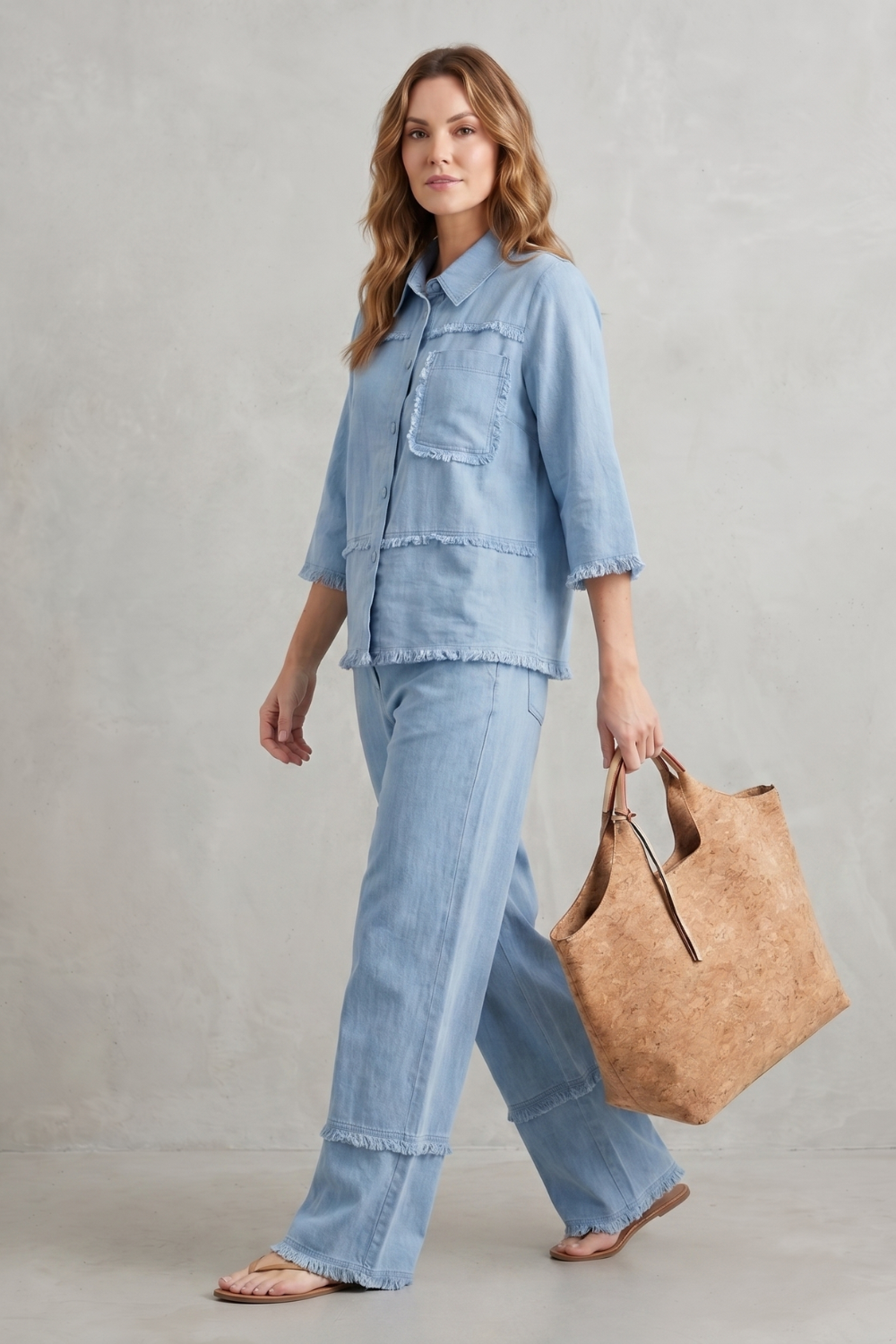Celestine – Estilo linho relaxado – Conjunto com calça