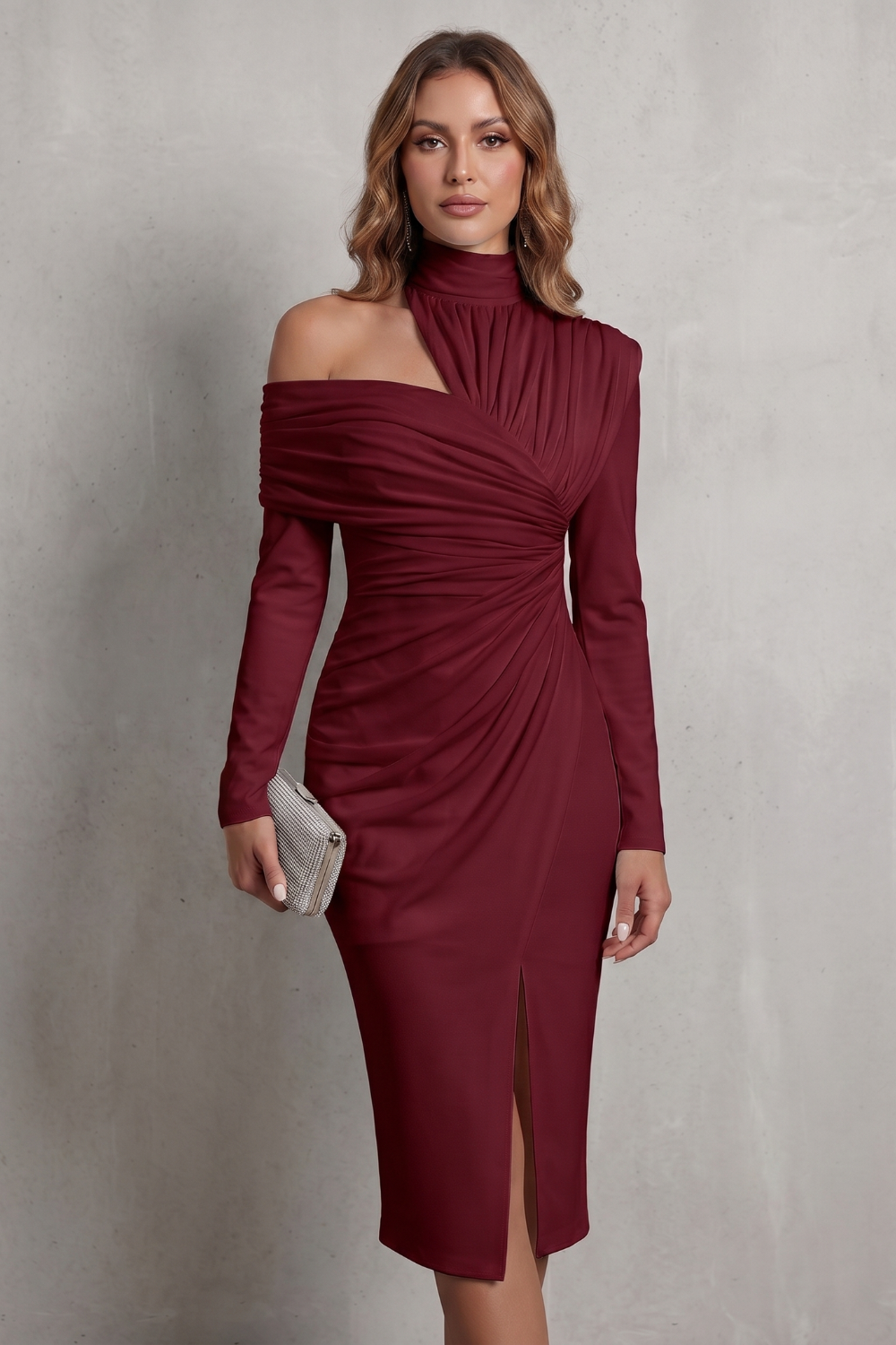 Élarise – Elegância de alta-costura drapeada – Vestido midi