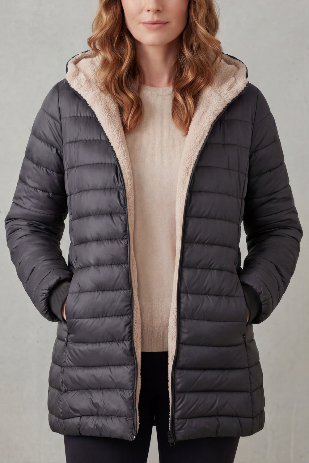 Ellavue – Conforto com forro sherpa – Jaqueta puffer com capuz
