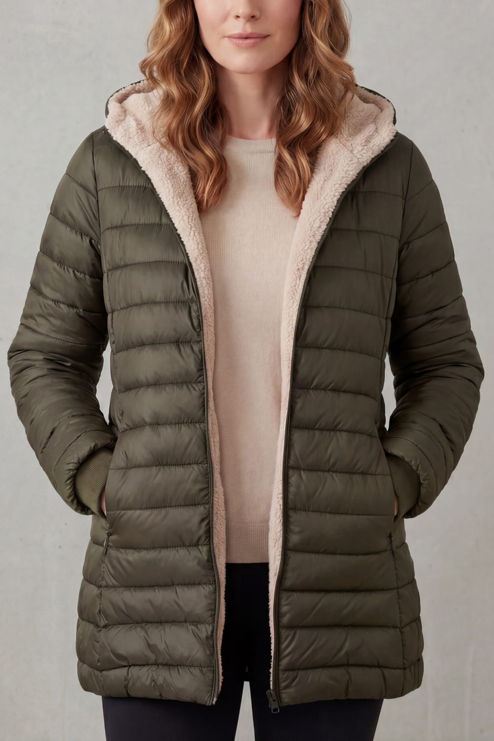 Ellavue – Conforto com forro sherpa – Jaqueta puffer com capuz