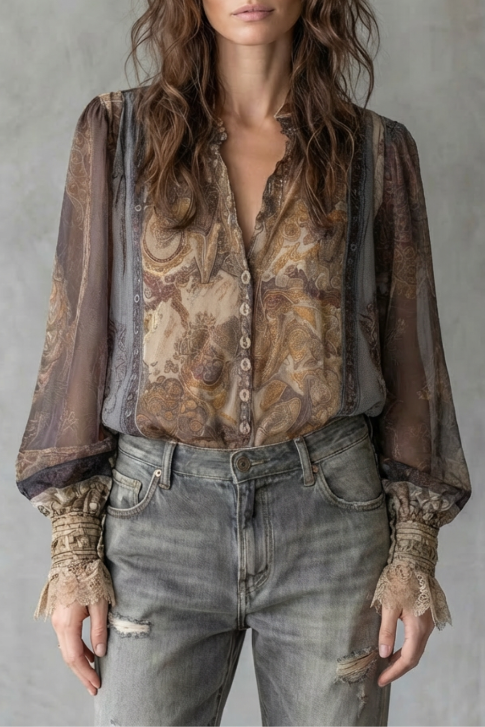 Élorine – Romance paisley transparente – Blusa boho
