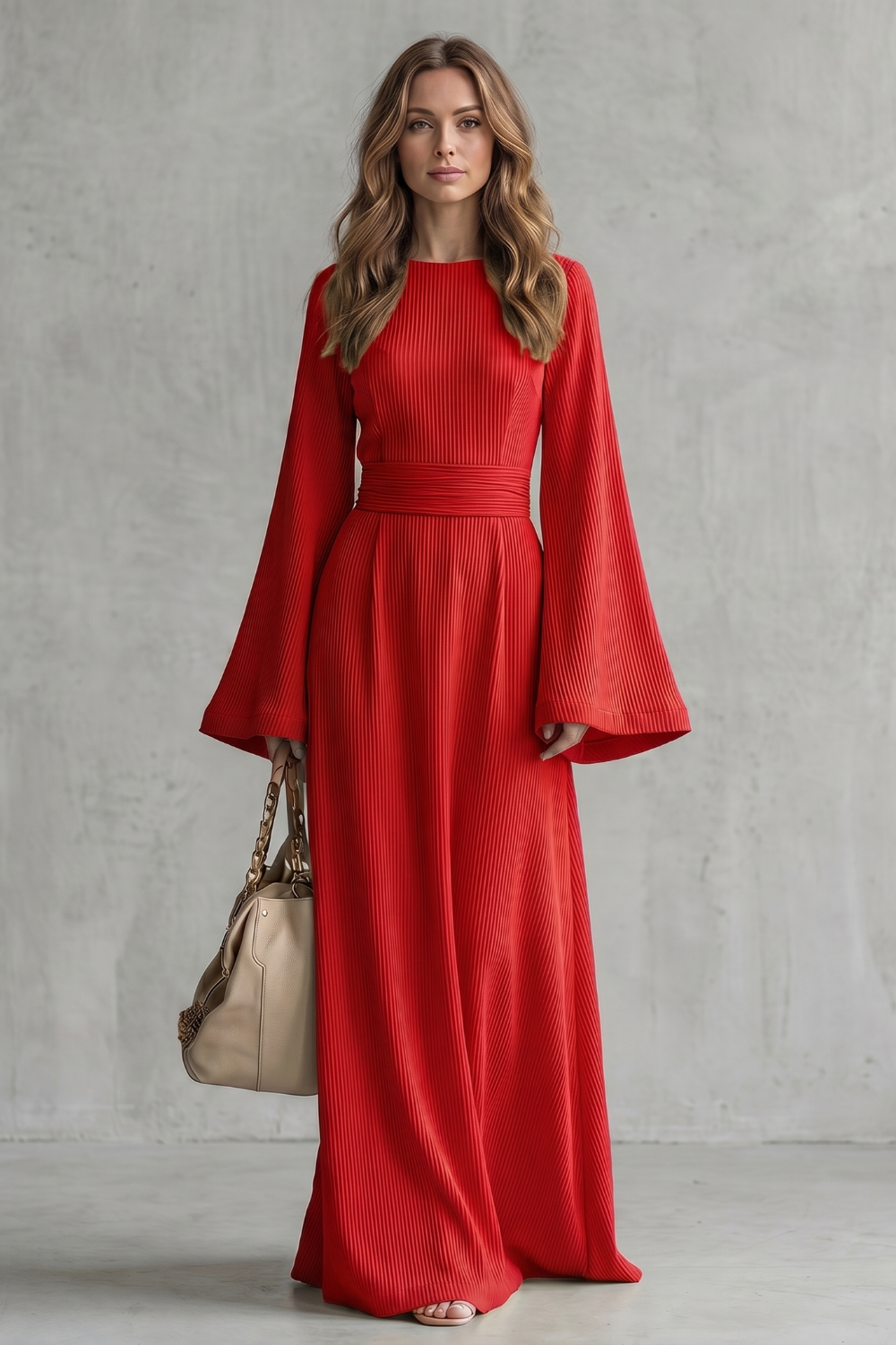 Elowen – Elegância plissada e graciosa – Vestido maxi