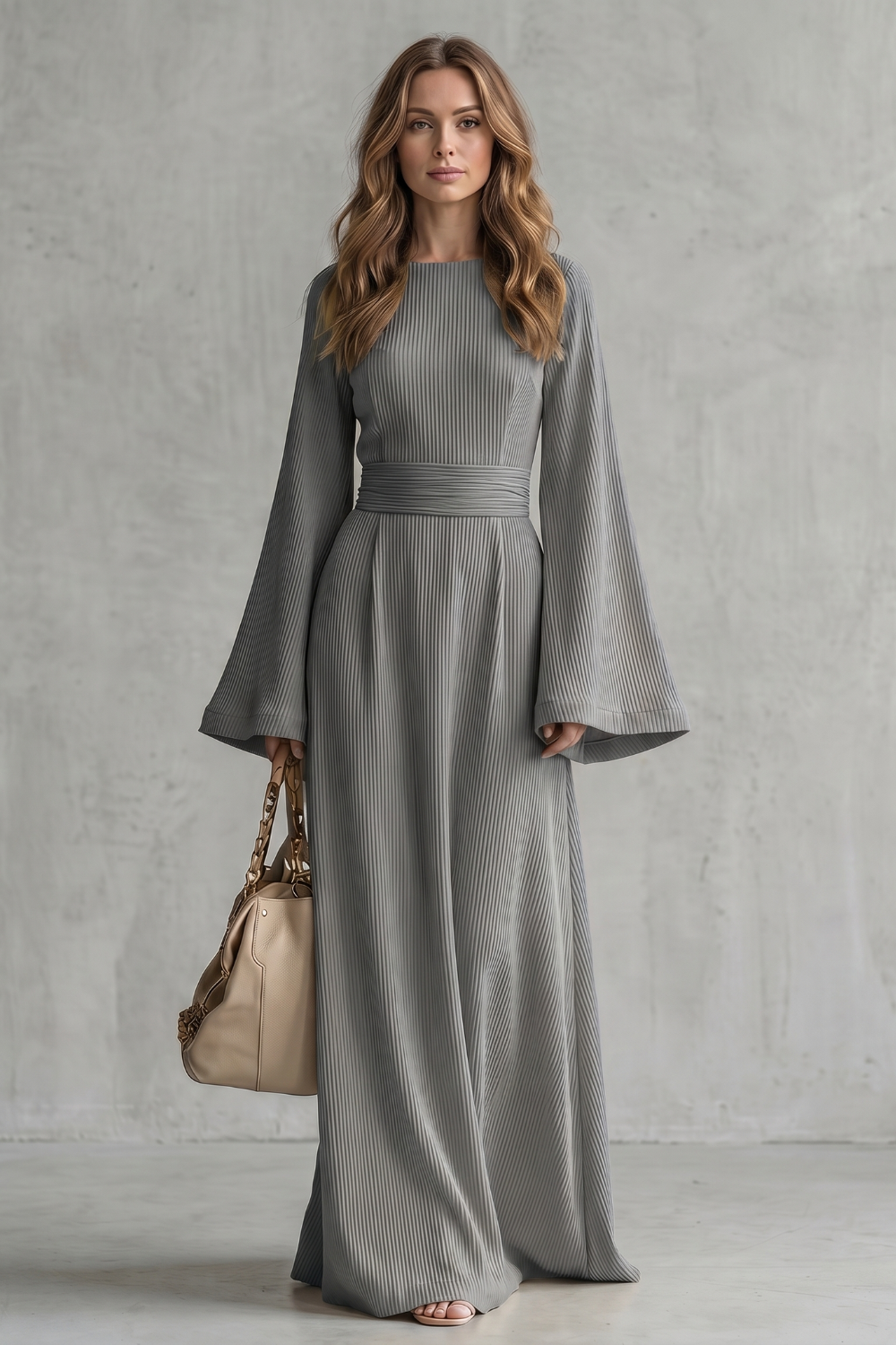Elowen – Elegância plissada e graciosa – Vestido maxi