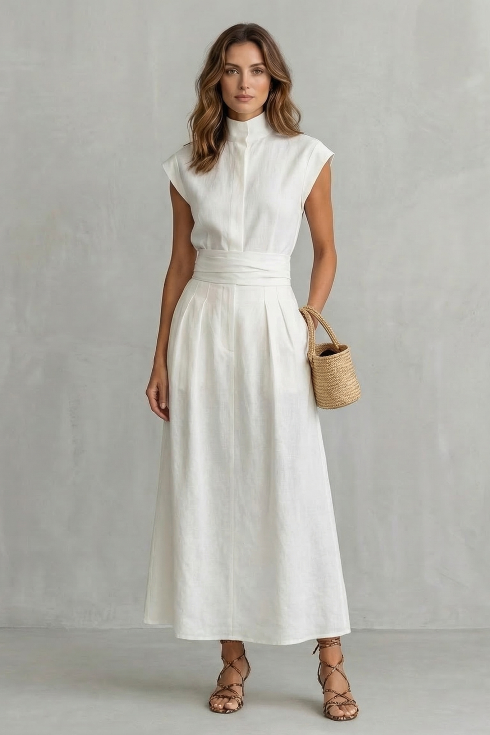 Elvarenne – Detalhe de cintura refinado – Vestido longo