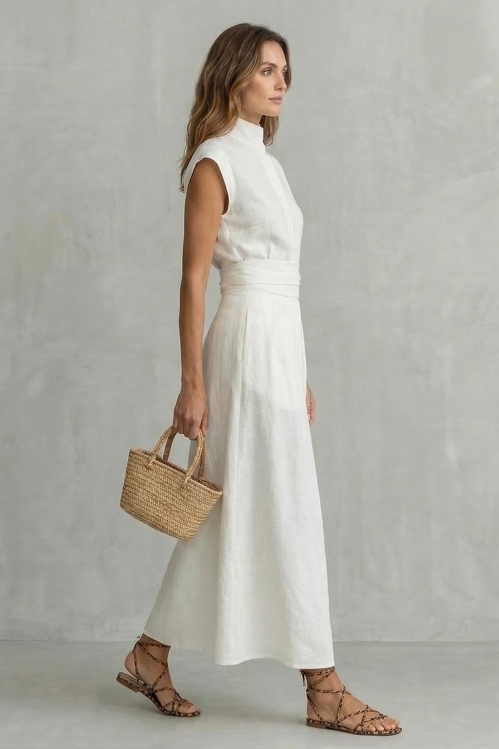 Elvarenne – Detalhe de cintura refinado – Vestido longo
