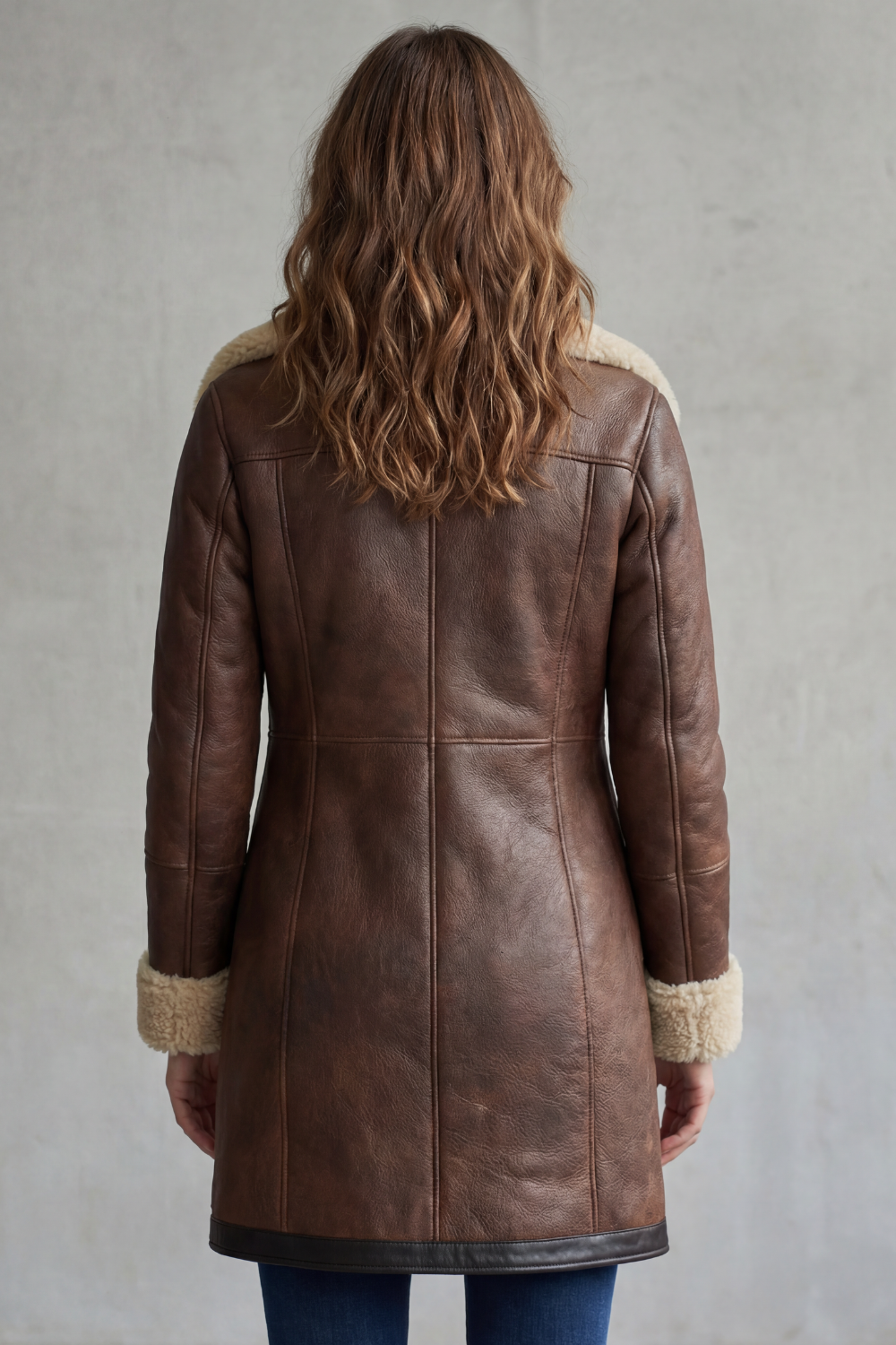 Everlyn – Elegância com forro shearling – casaco de couro