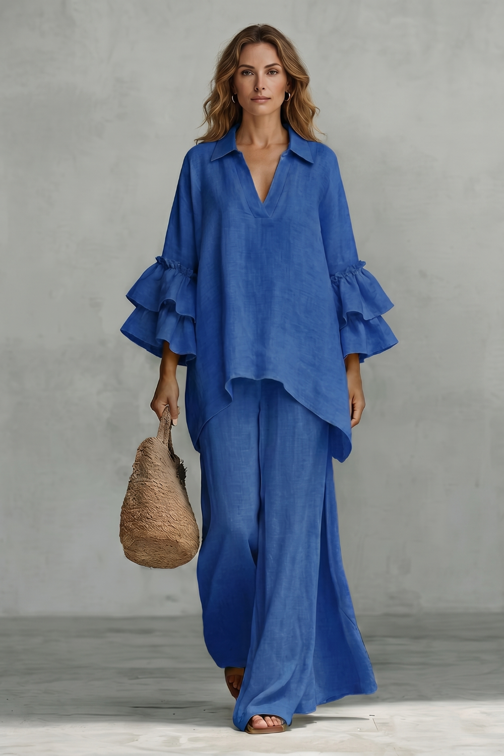 Évienne – Conjunto de calça com mangas bufantes