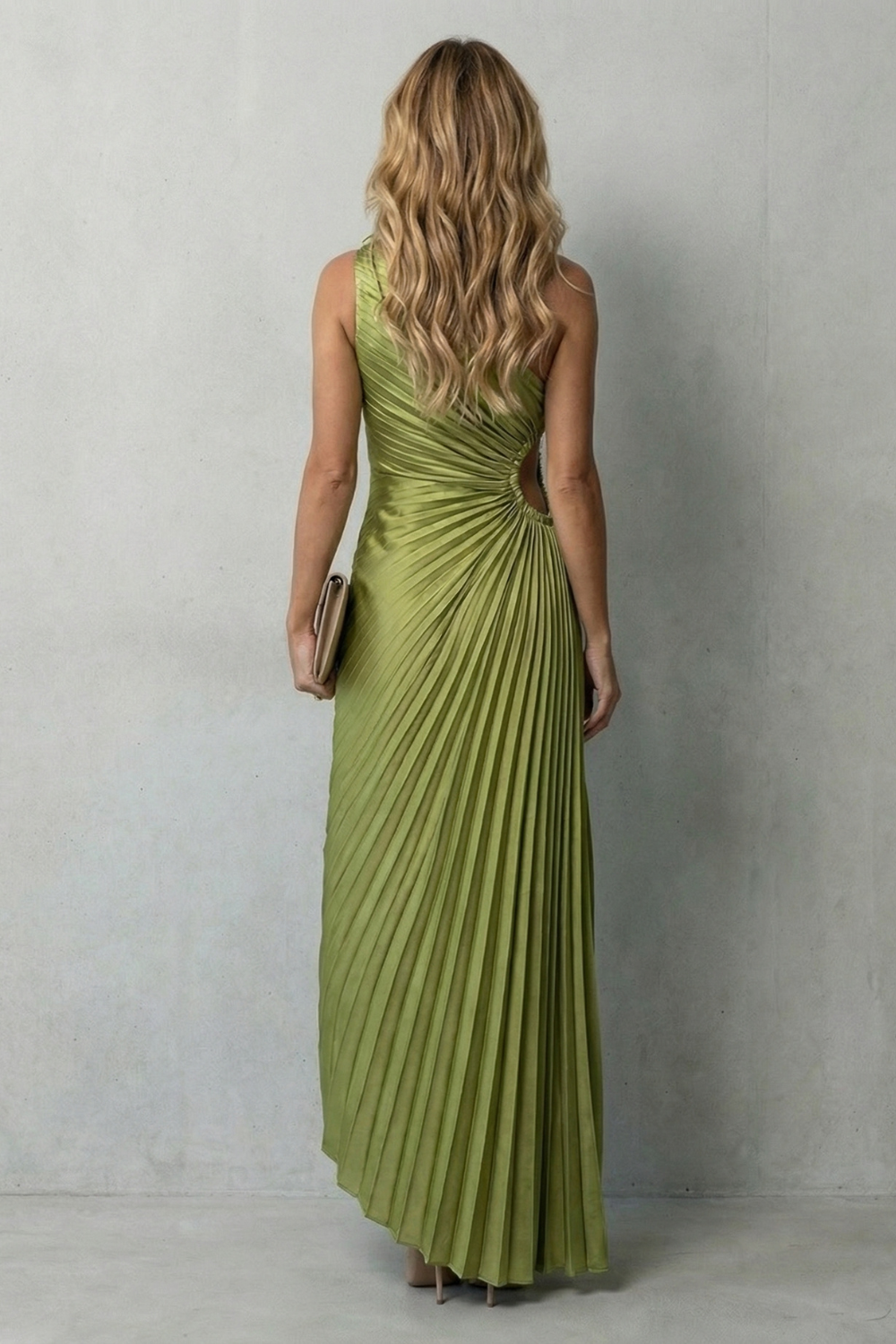 Felicity – Elegância marcante – Vestido Longo Plissado Ombro Único Feminino