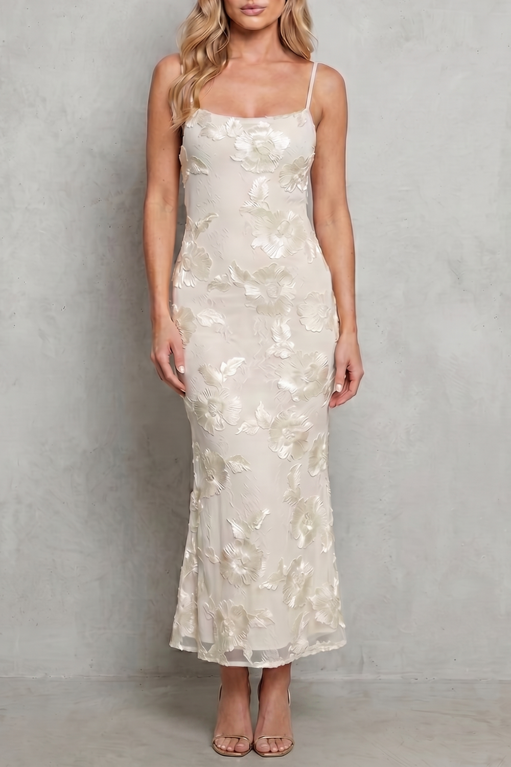 Fiona – Florescência radiante – Vestido Longo Justo Floral Feminino