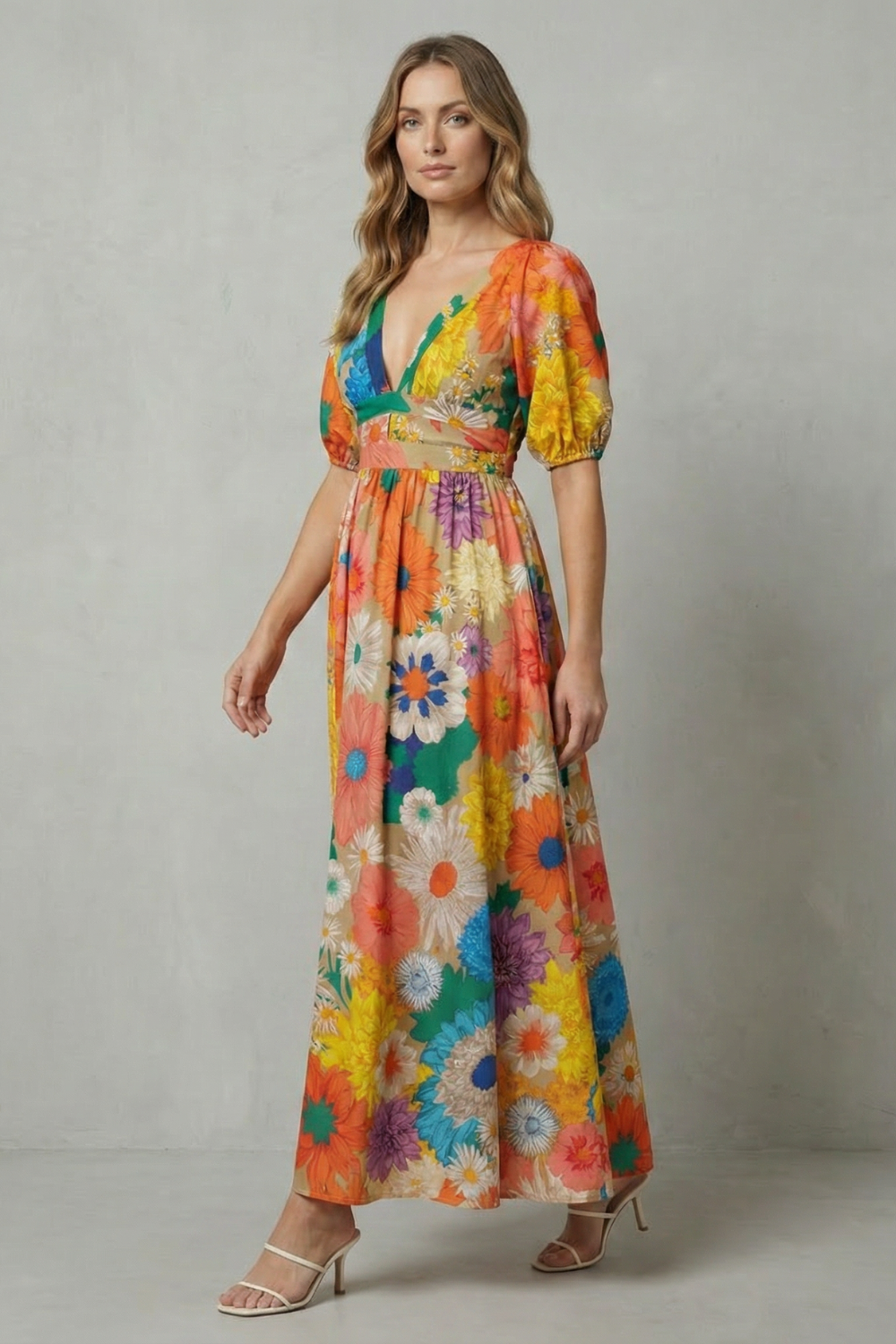 Floracelle – Charme floral vibrante – Vestido longo