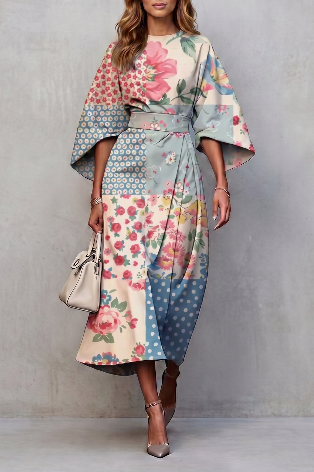 Floravie – Flores aquareladas vibrantes – Vestido midi