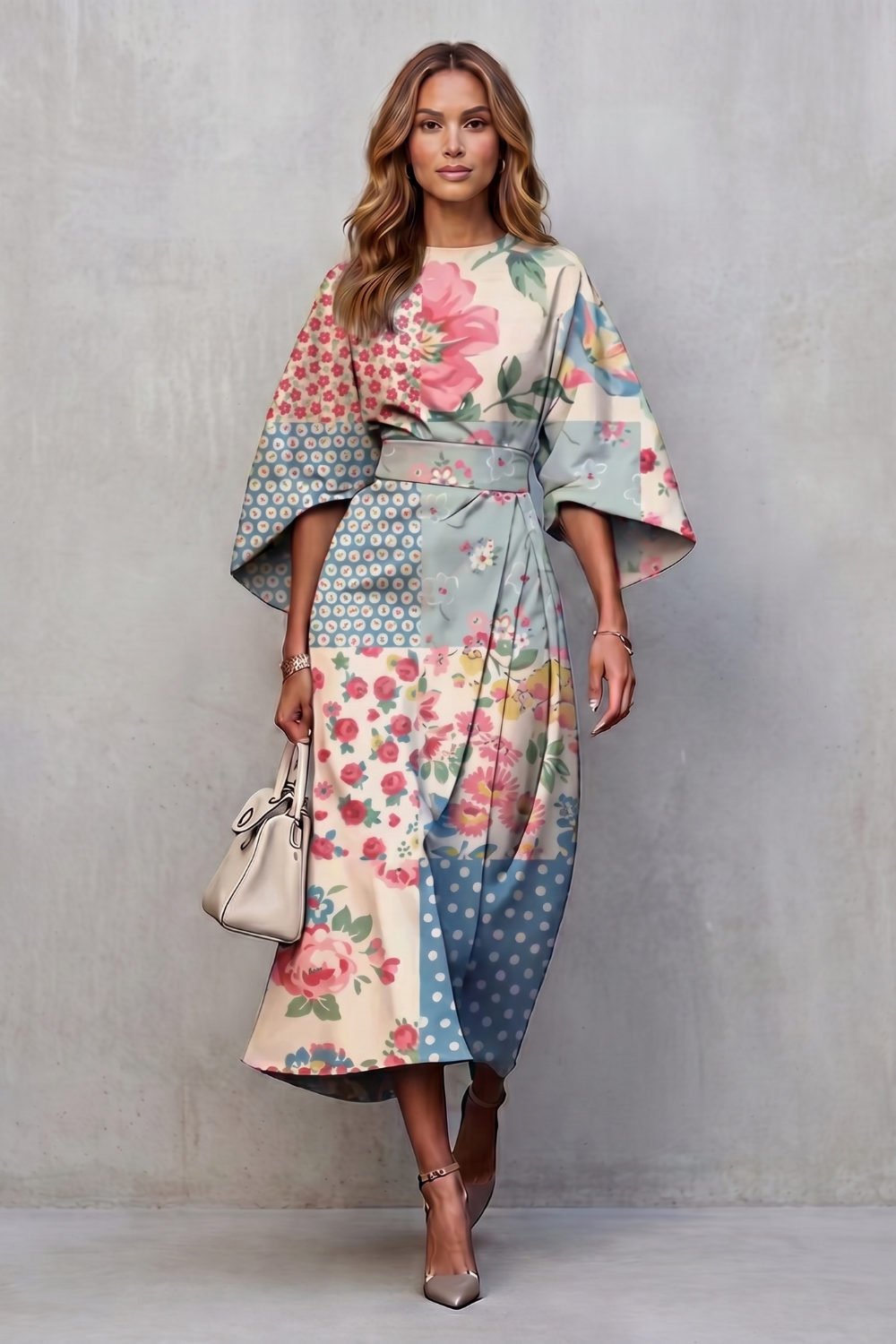 Floravie – Flores aquareladas vibrantes – Vestido midi
