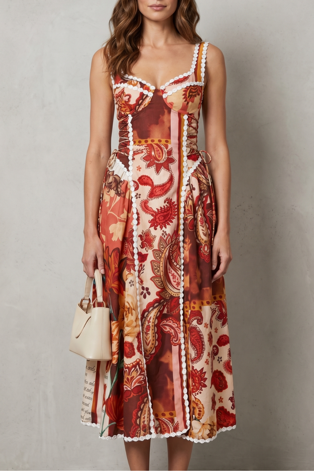 Floréva – Charm floral paisley – Vestido midi