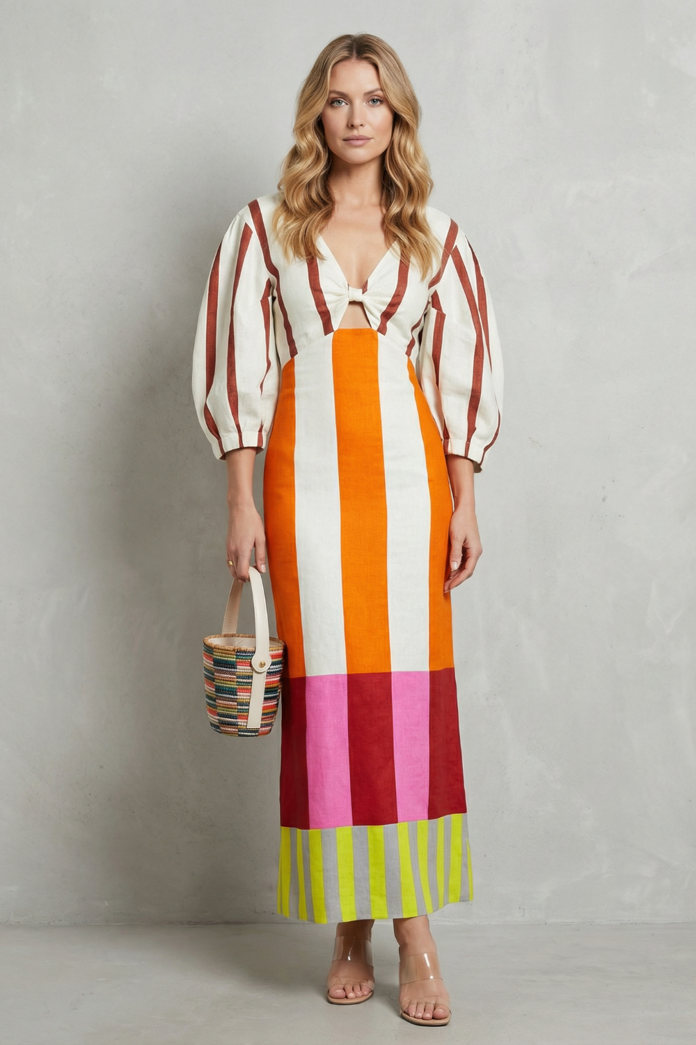 Kayara – Vestido maxi de bloco de cores